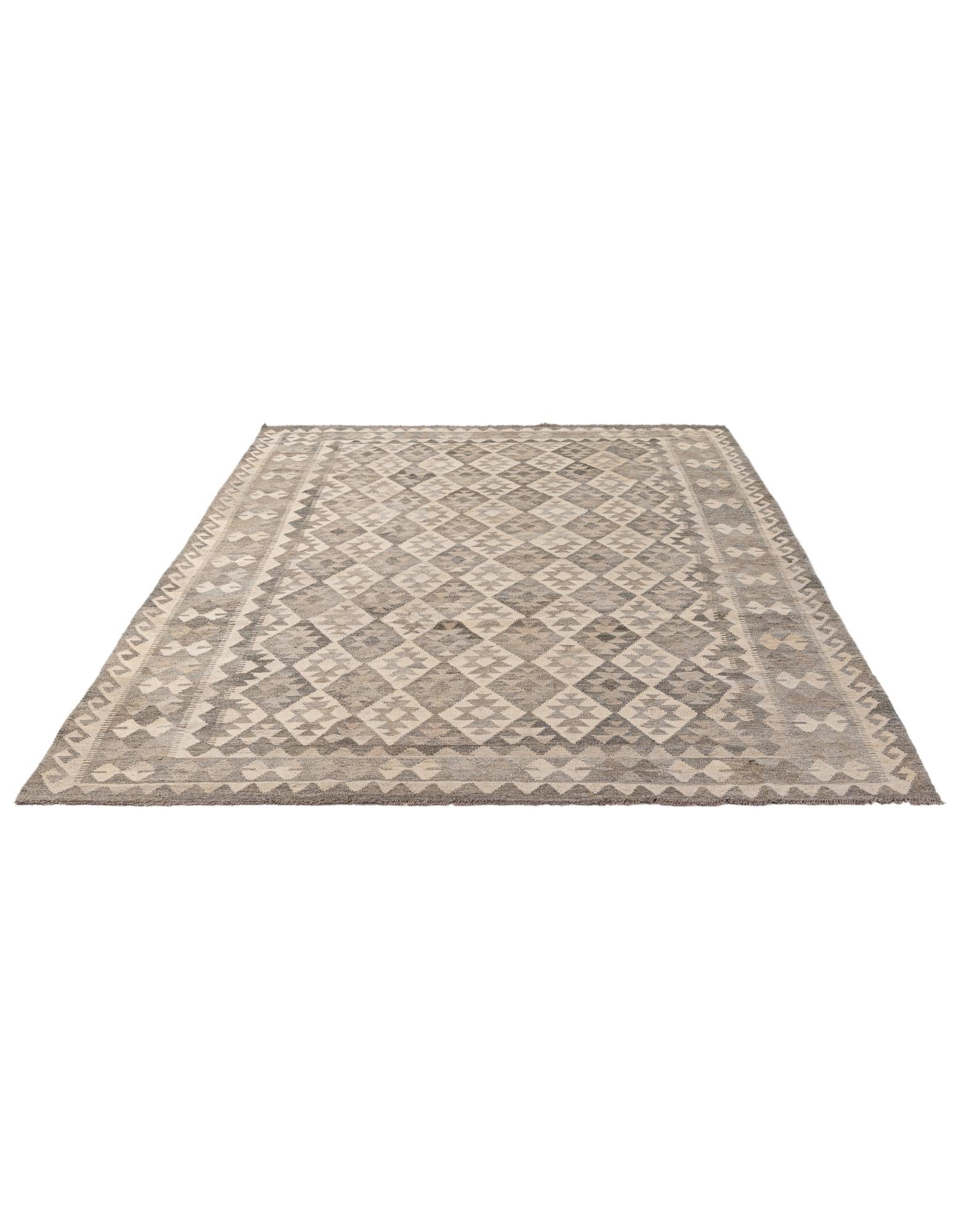 6' 10 x 9' 10 Hand Woven Kilim Maymana Wool Rug