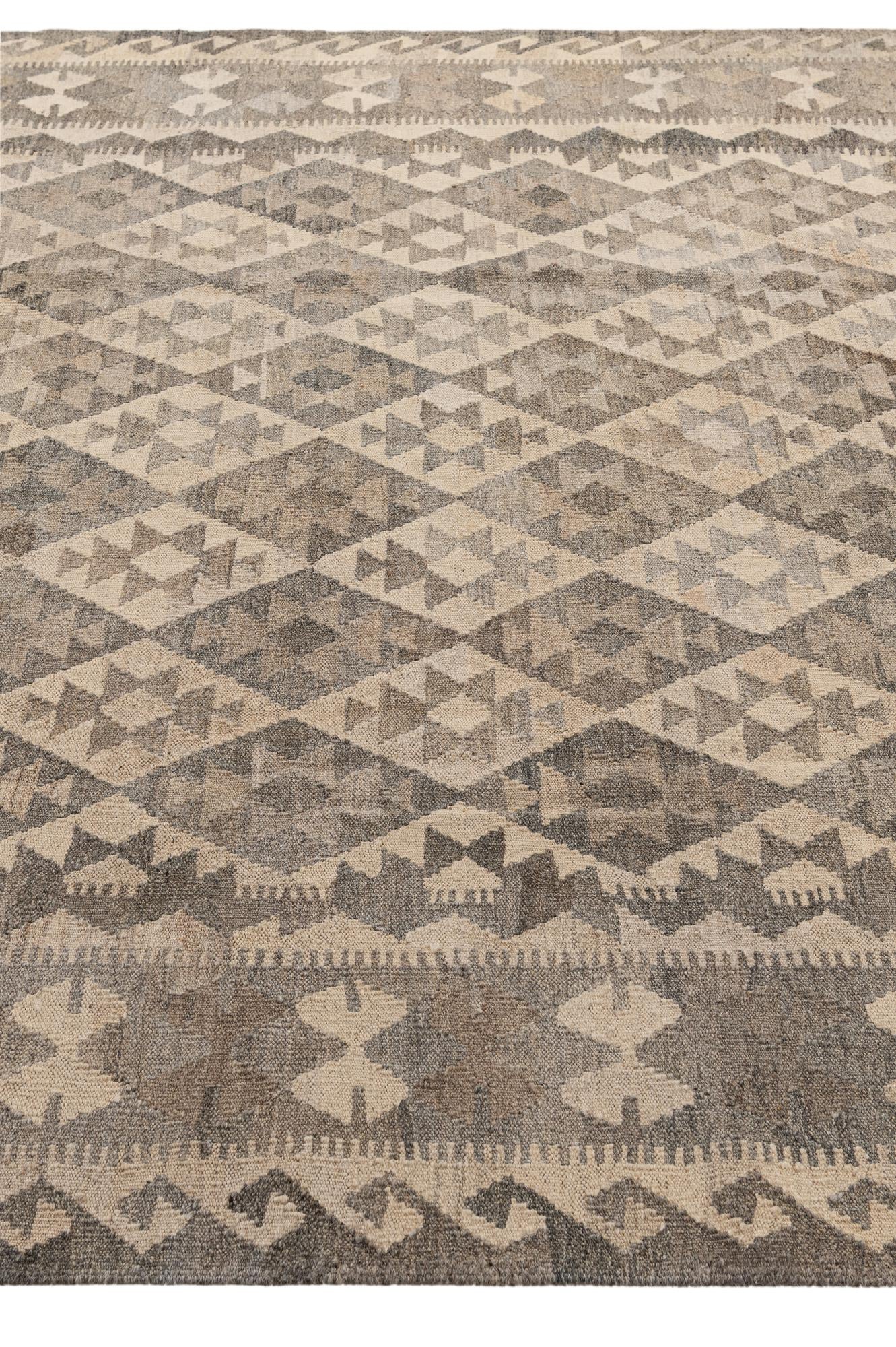6' 10 x 9' 10 Hand Woven Kilim Maymana Wool Rug
