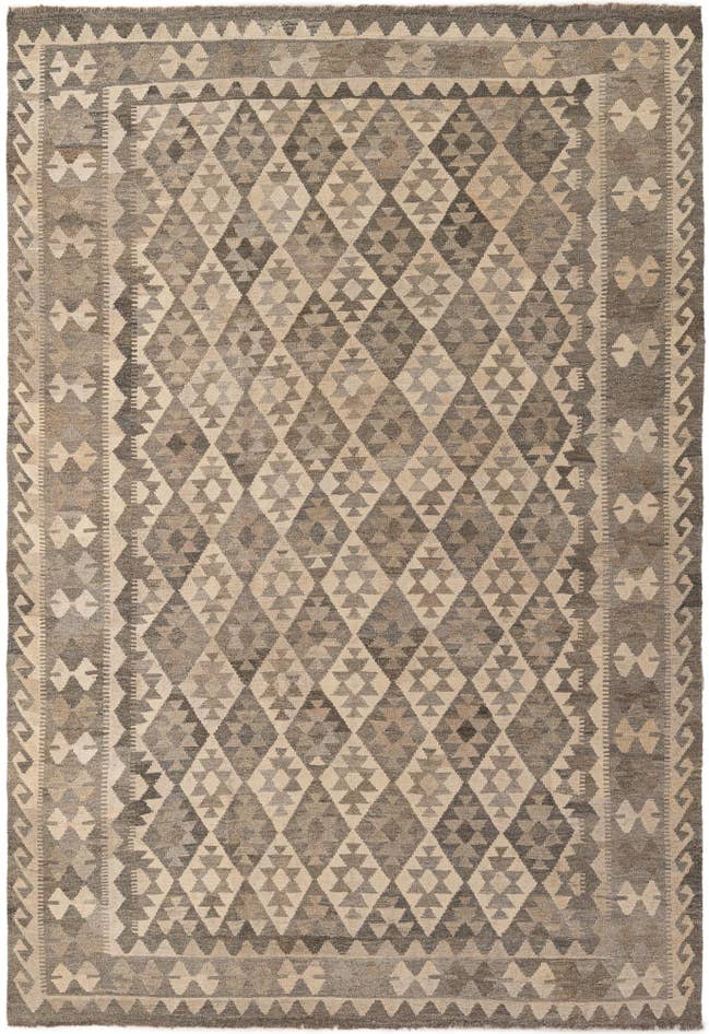 Detail image of 6' 10 x 9' 10 Hand Woven Kilim Maymana Wool Rug
