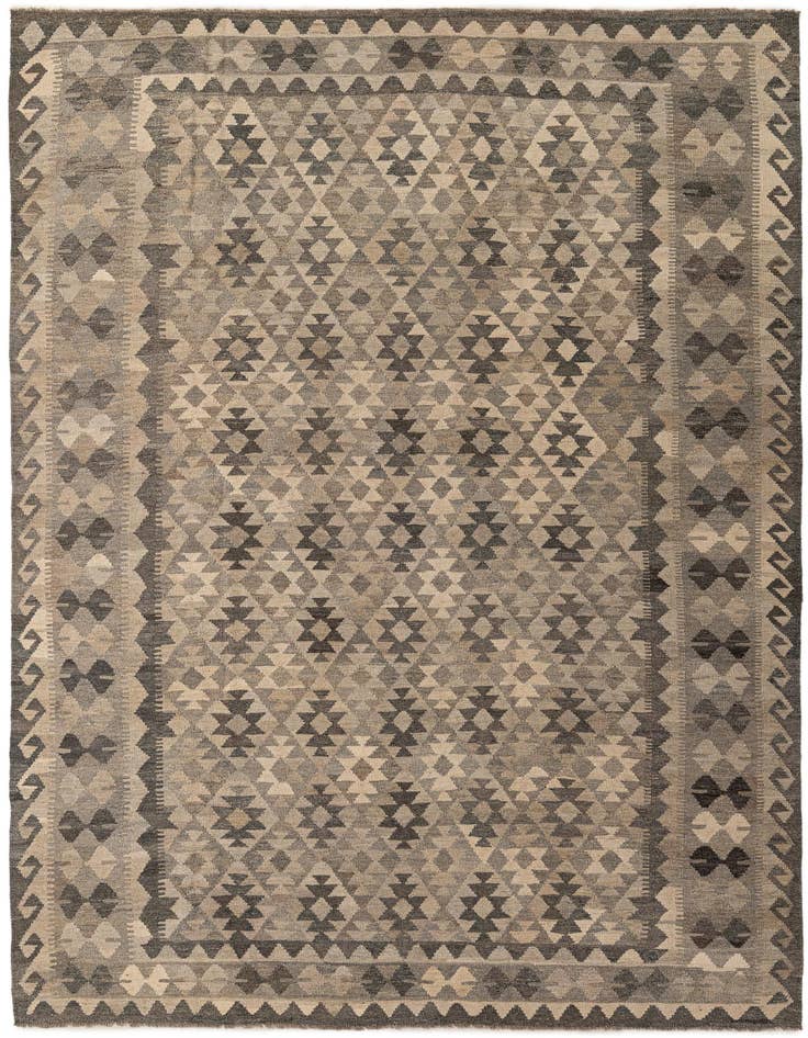 Detail image of 6' 10 x 9' 10 Hand Woven Kilim Maymana Wool Rug