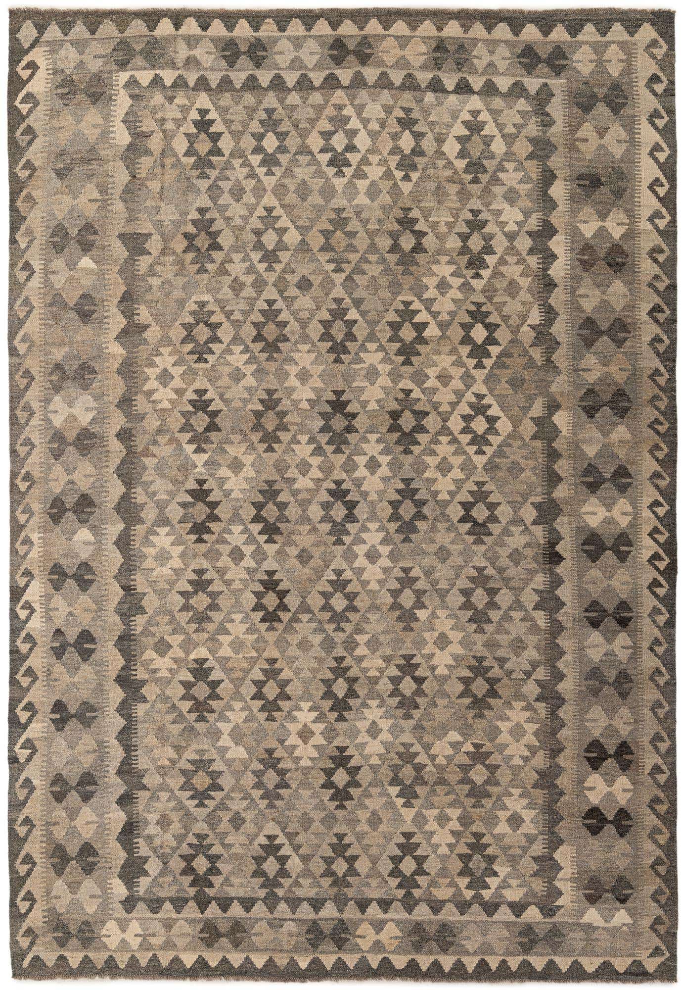 6' 10 x 9' 10 Hand Woven Kilim Maymana Wool Rug