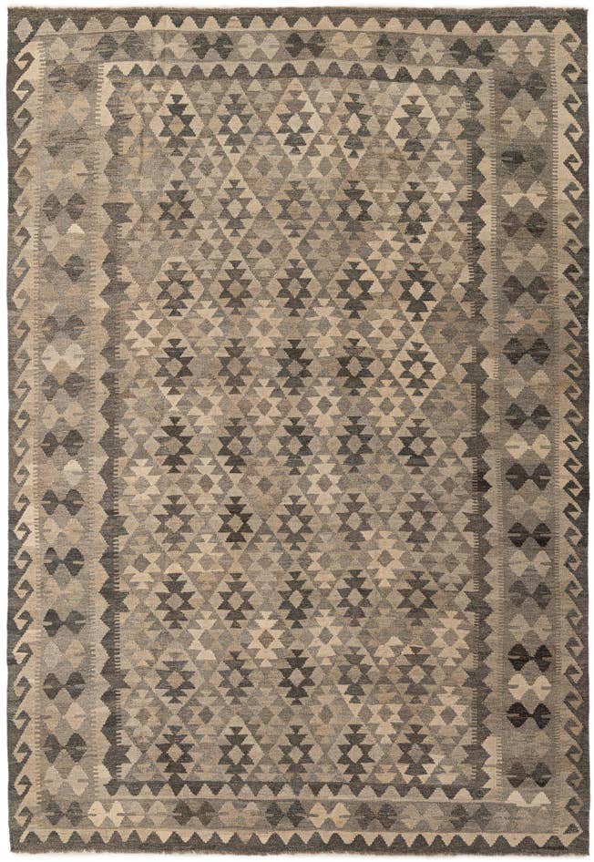 Detail image of 6' 10 x 9' 10 Hand Woven Kilim Maymana Wool Rug
