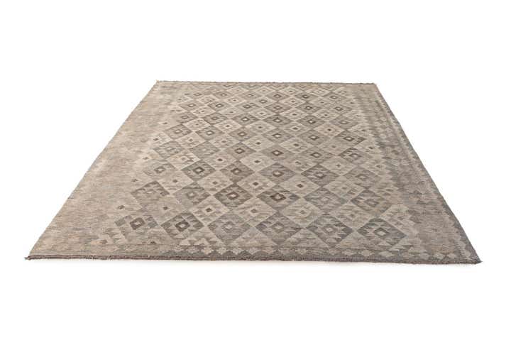 7' 1 x 9' 9 Hand Woven Kilim Maymana Wool Rug