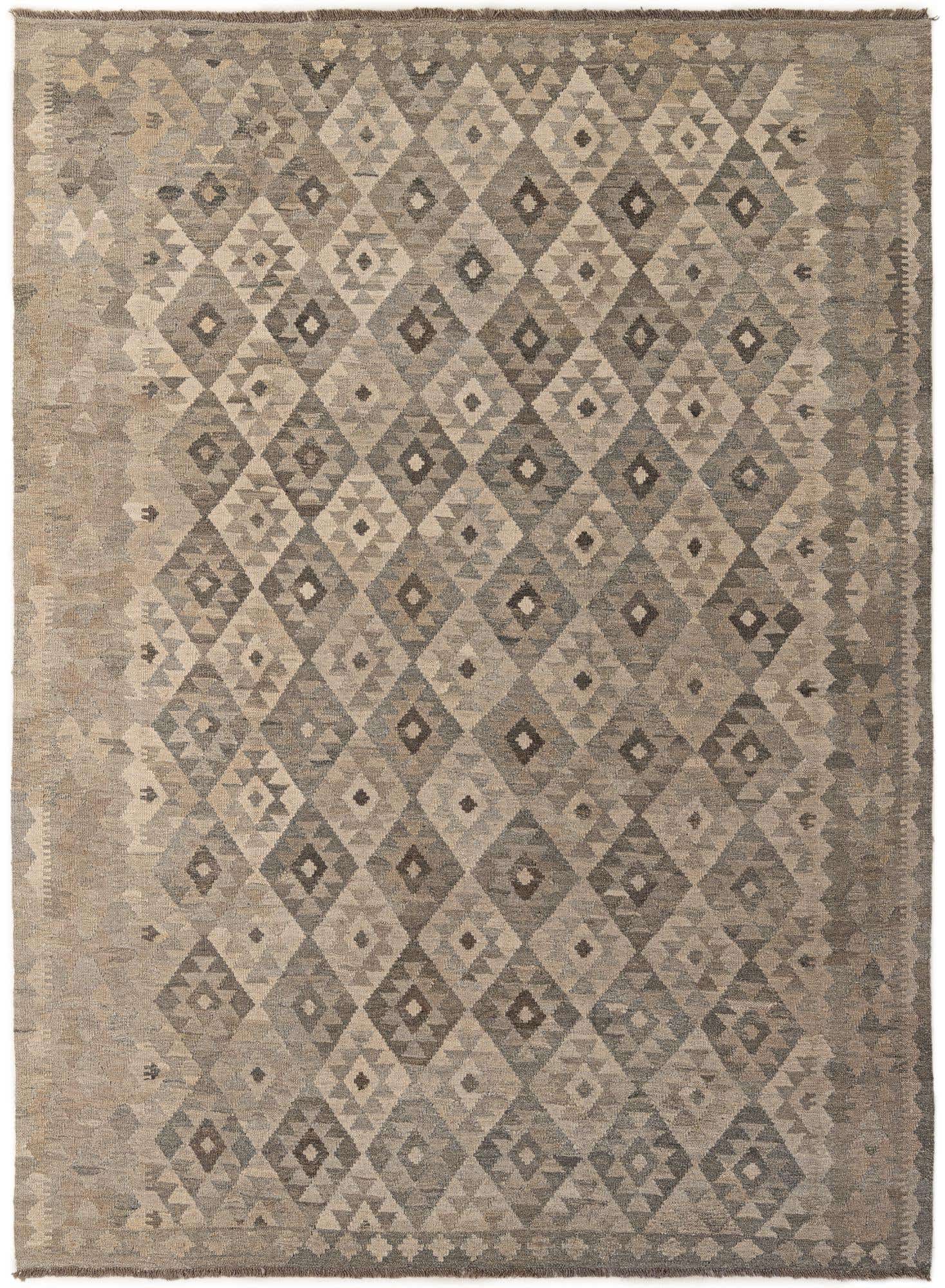7' 1 x 9' 9 Hand Woven Kilim Maymana Wool Rug