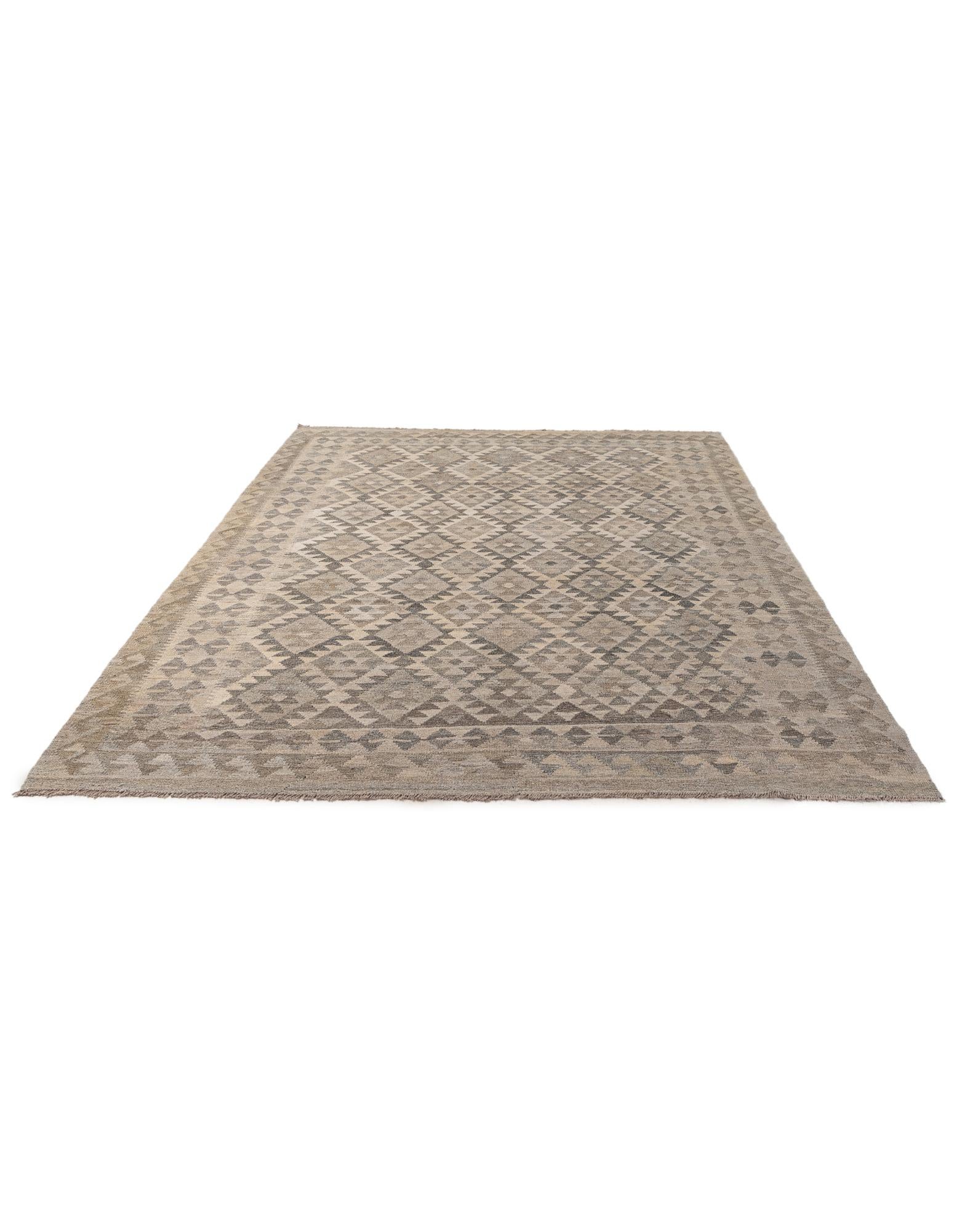 6' 9 x 10' Hand Woven Kilim Maymana Wool Rug