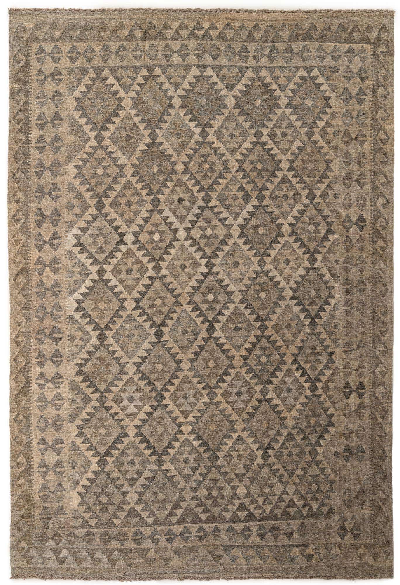 6' 9 x 10' Hand Woven Kilim Maymana Wool Rug