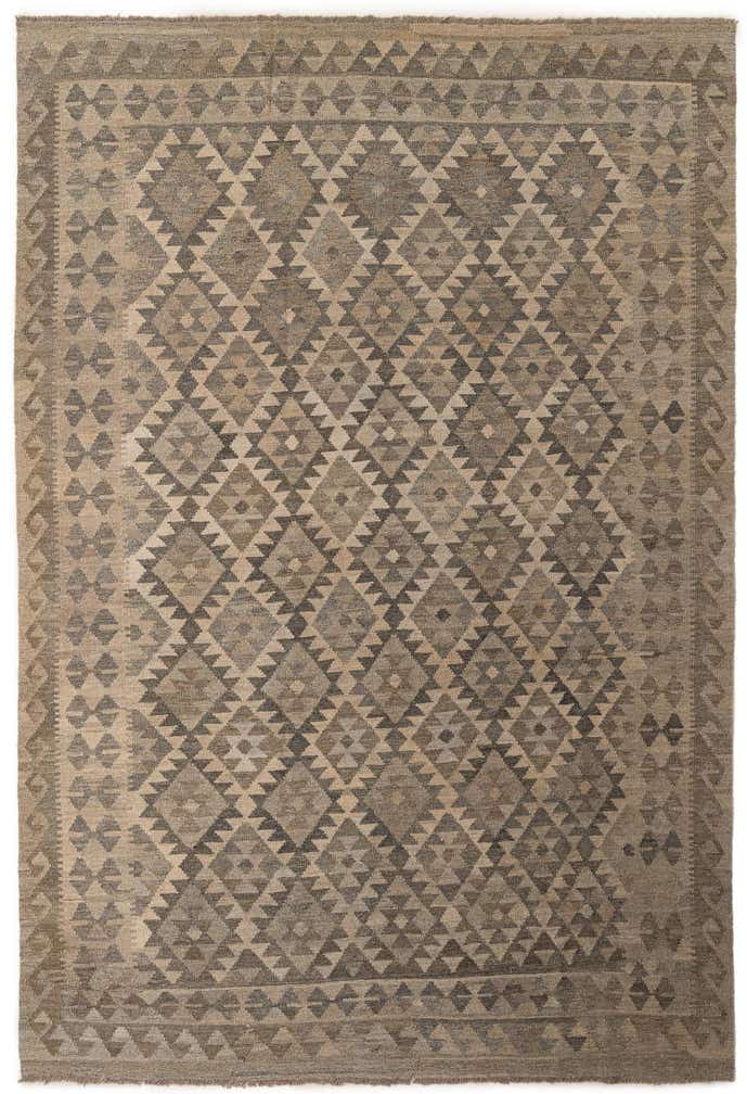 6' 9 x 10' Hand Woven Kilim Maymana Wool Rug