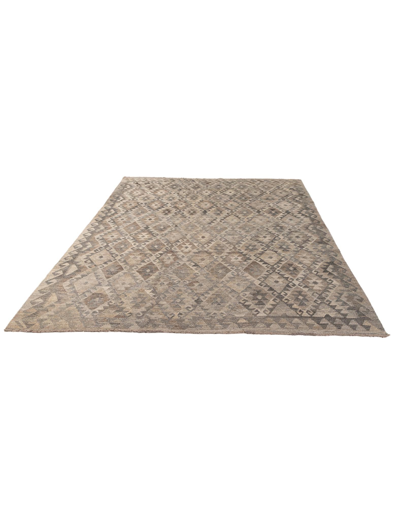 6' 10 x 9' 9 Hand Woven Kilim Maymana Wool Rug