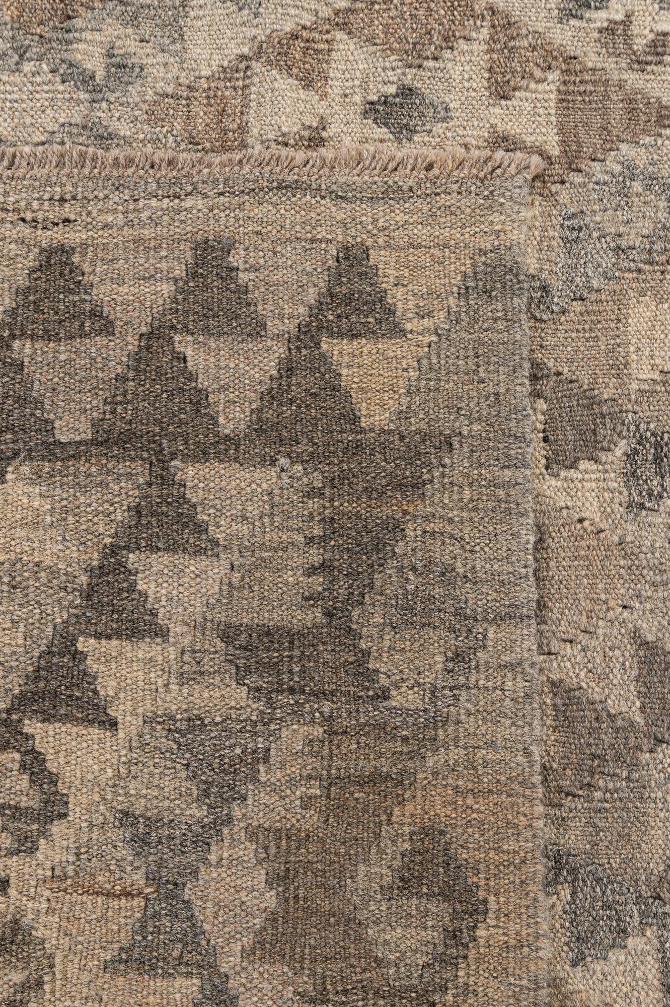 6' 10 x 9' 9 Hand Woven Kilim Maymana Wool Rug