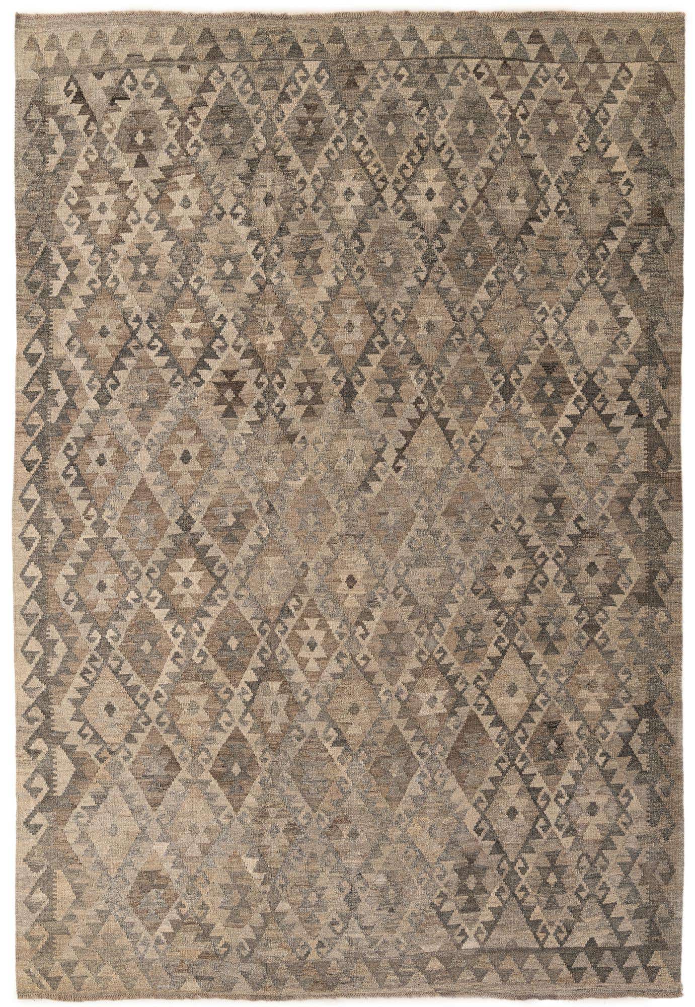 6' 10 x 9' 9 Hand Woven Kilim Maymana Wool Rug
