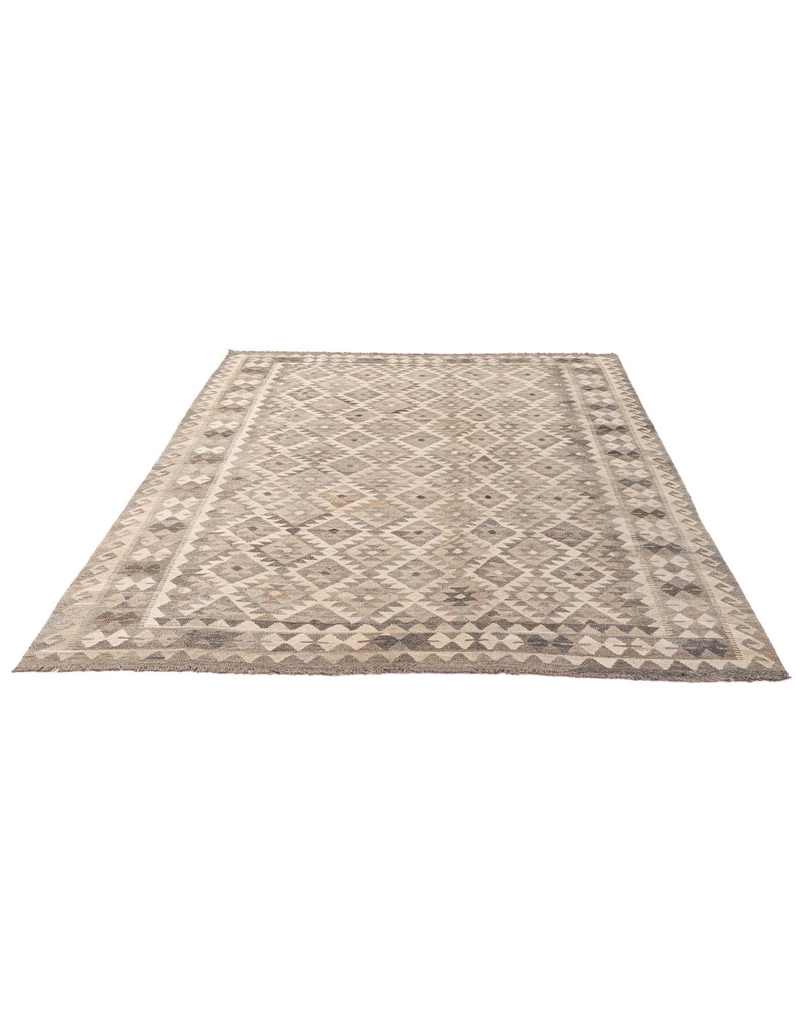 6' 10 x 9' 10 Hand Woven Kilim Maymana Wool Rug