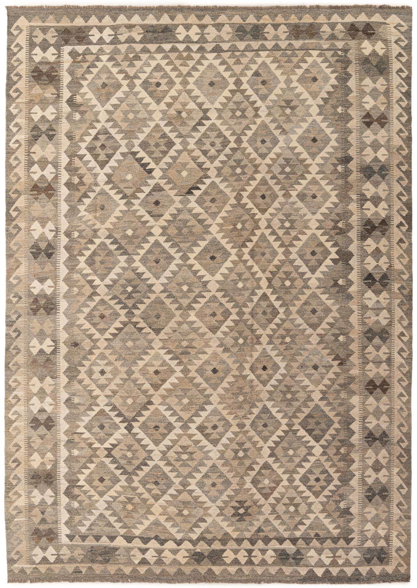 6' 10 x 9' 10 Hand Woven Kilim Maymana Wool Rug