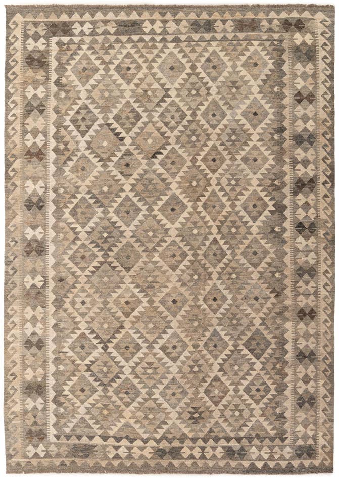 Detail image of 6' 10 x 9' 10 Hand Woven Kilim Maymana Wool Rug