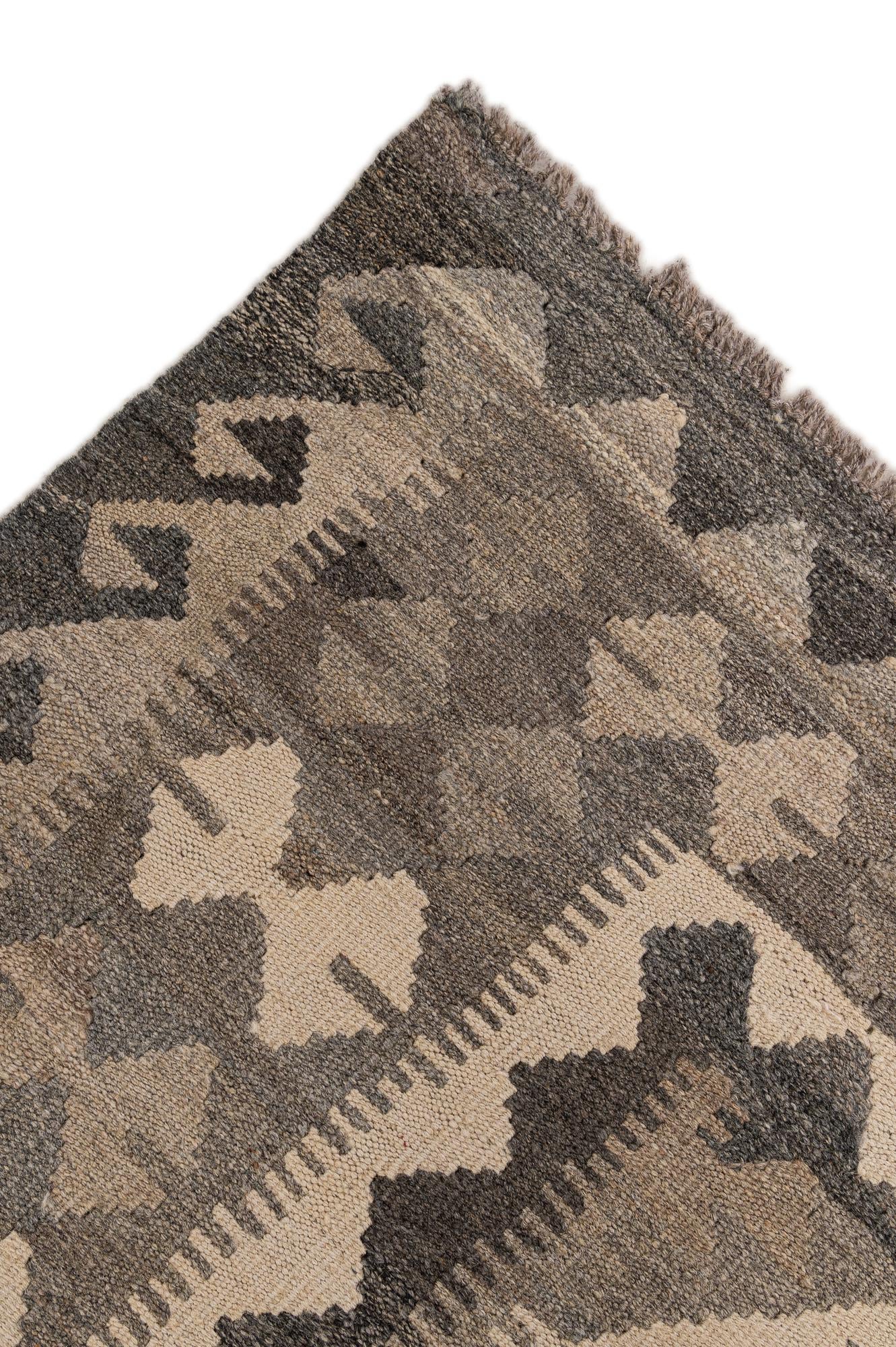 7' x 9' 10 Hand Woven Kilim Maymana Wool Rug