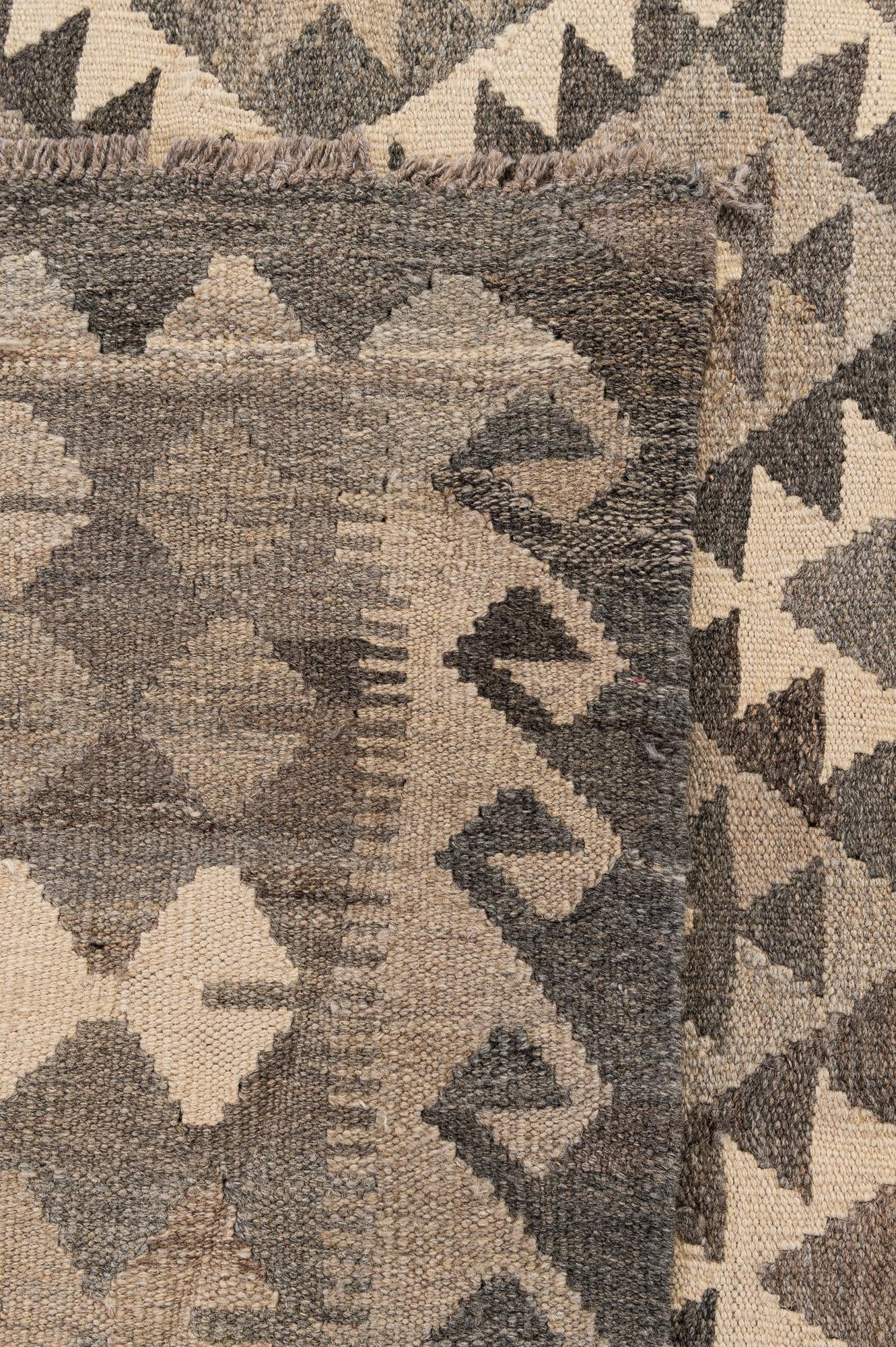 7' x 9' 10 Hand Woven Kilim Maymana Wool Rug