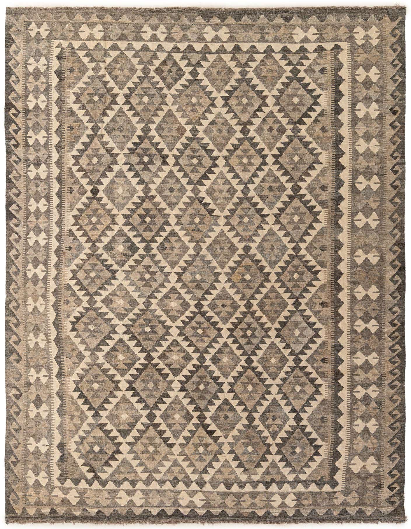 7' x 9' 10 Hand Woven Kilim Maymana Wool Rug