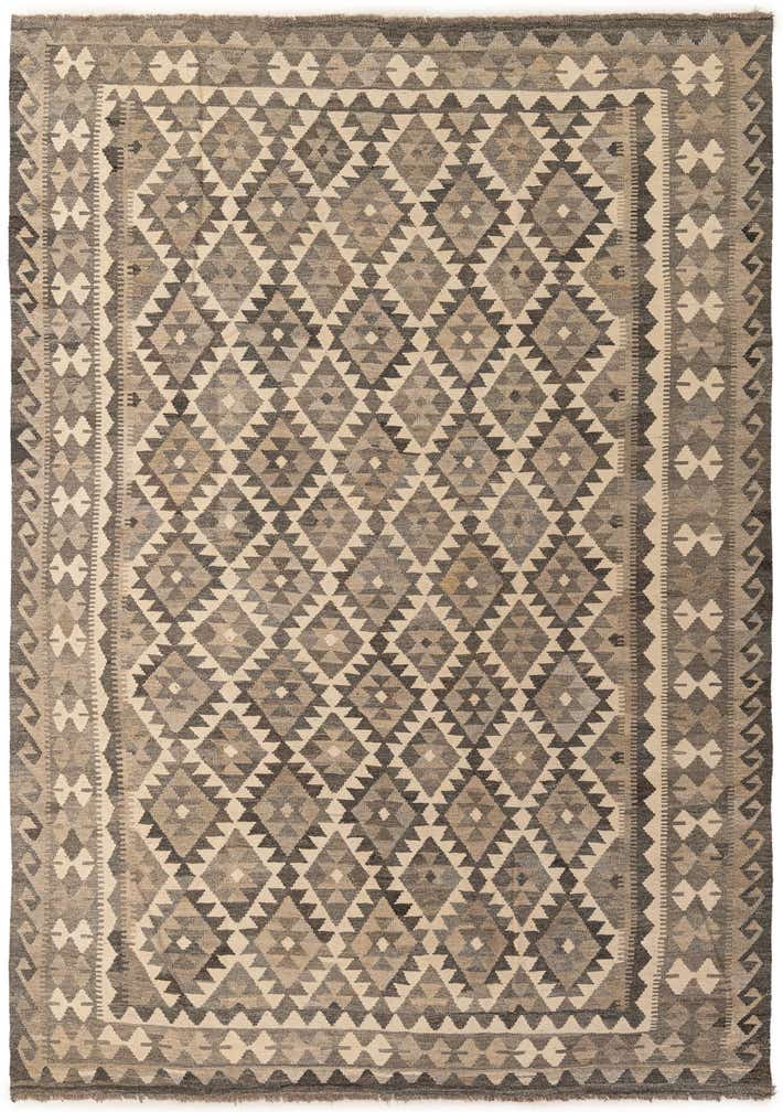 7' x 9' 10 Hand Woven Kilim Maymana Wool Rug