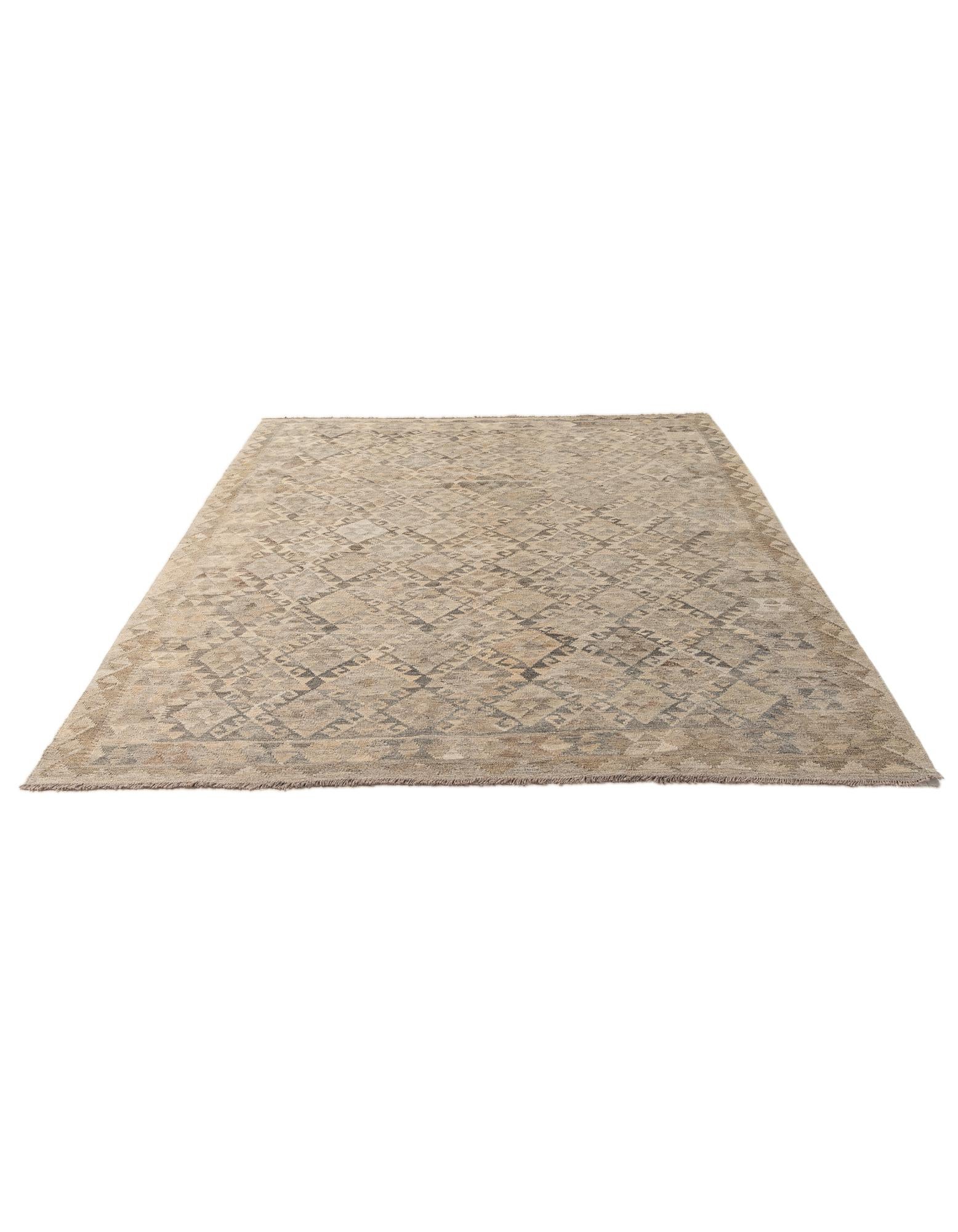 6' 7 x 9' 7 Hand Woven Kilim Maymana Wool Rug