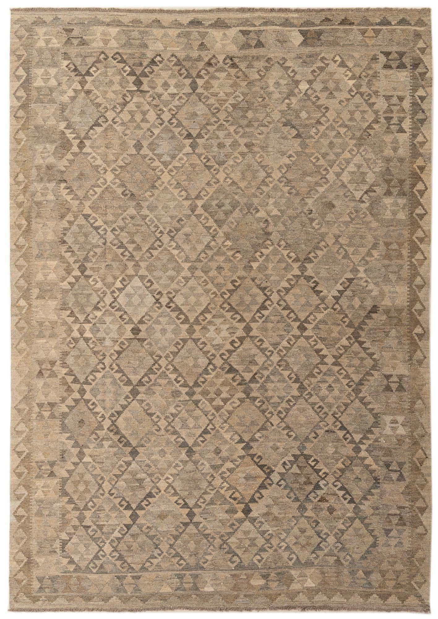 6' 7 x 9' 7 Hand Woven Kilim Maymana Wool Rug