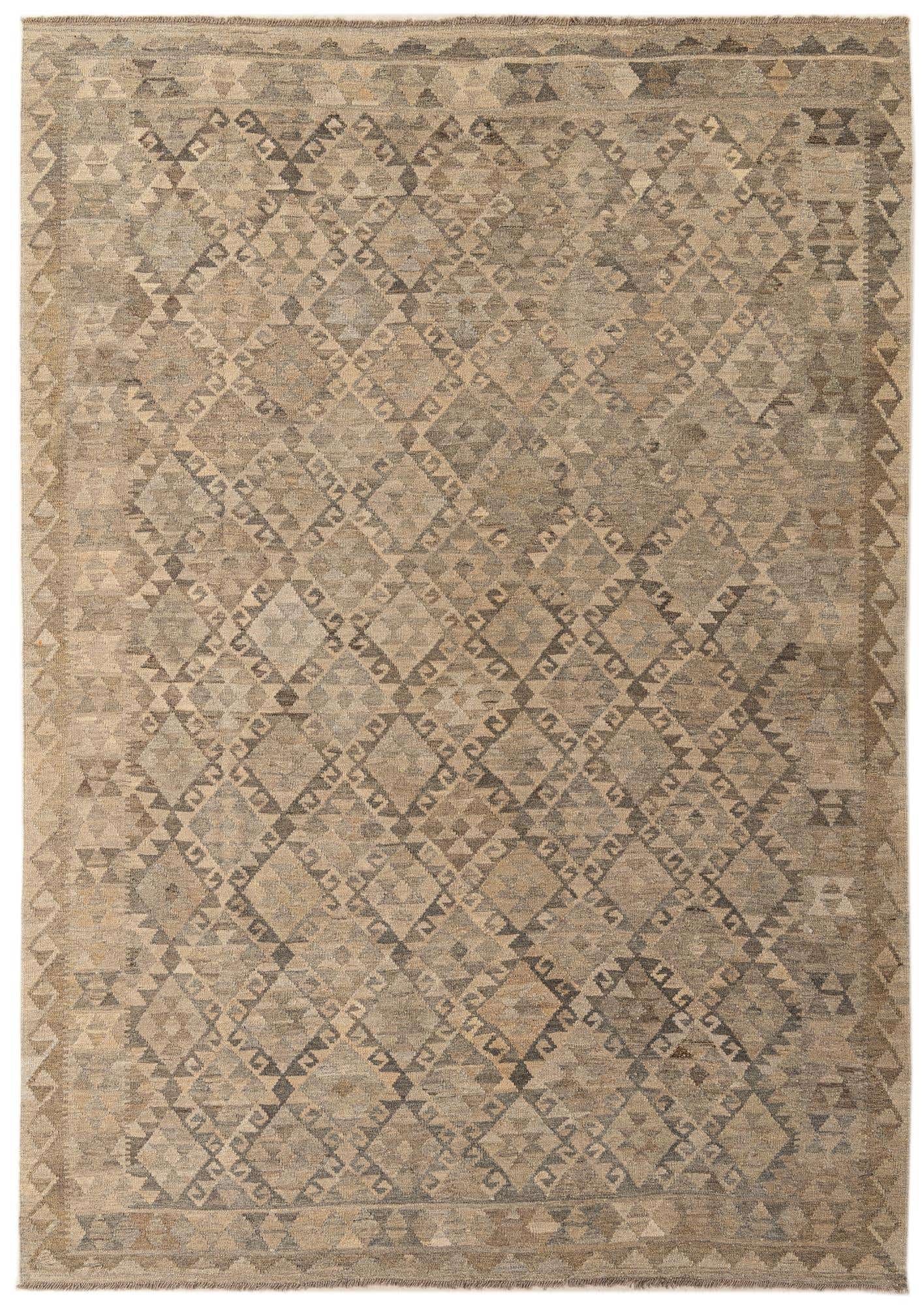 6' 7 x 9' 7 Hand Woven Kilim Maymana Wool Rug