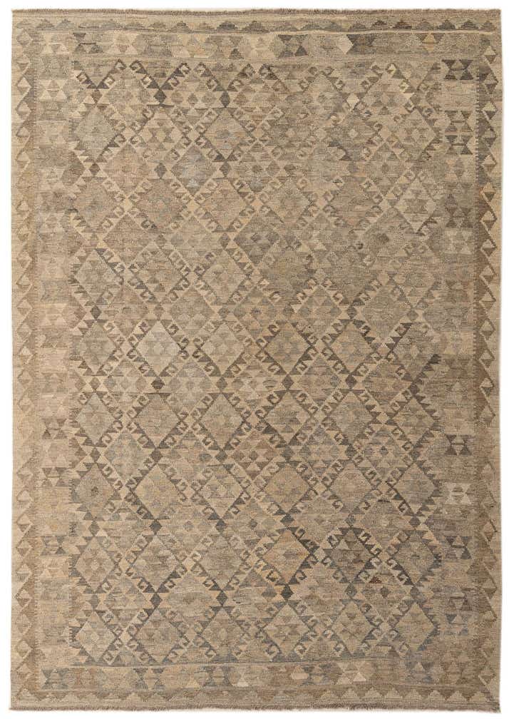 6' 7 x 9' 7 Hand Woven Kilim Maymana Wool Rug