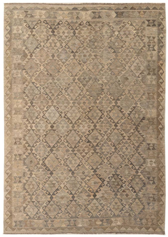 Detail image of 6' 7 x 9' 7 Hand Woven Kilim Maymana Wool Rug