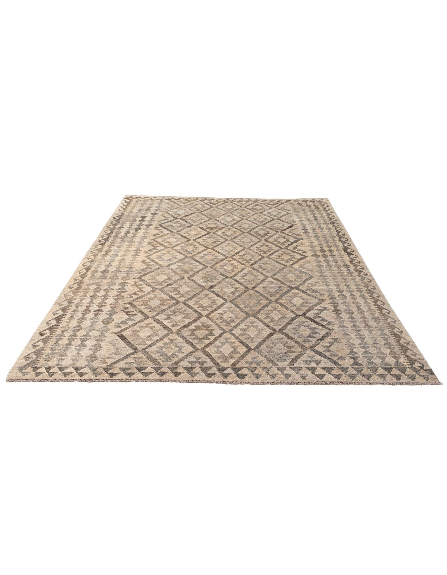 6' 11 x 9' 11 Hand Woven Kilim Maymana Wool Rug