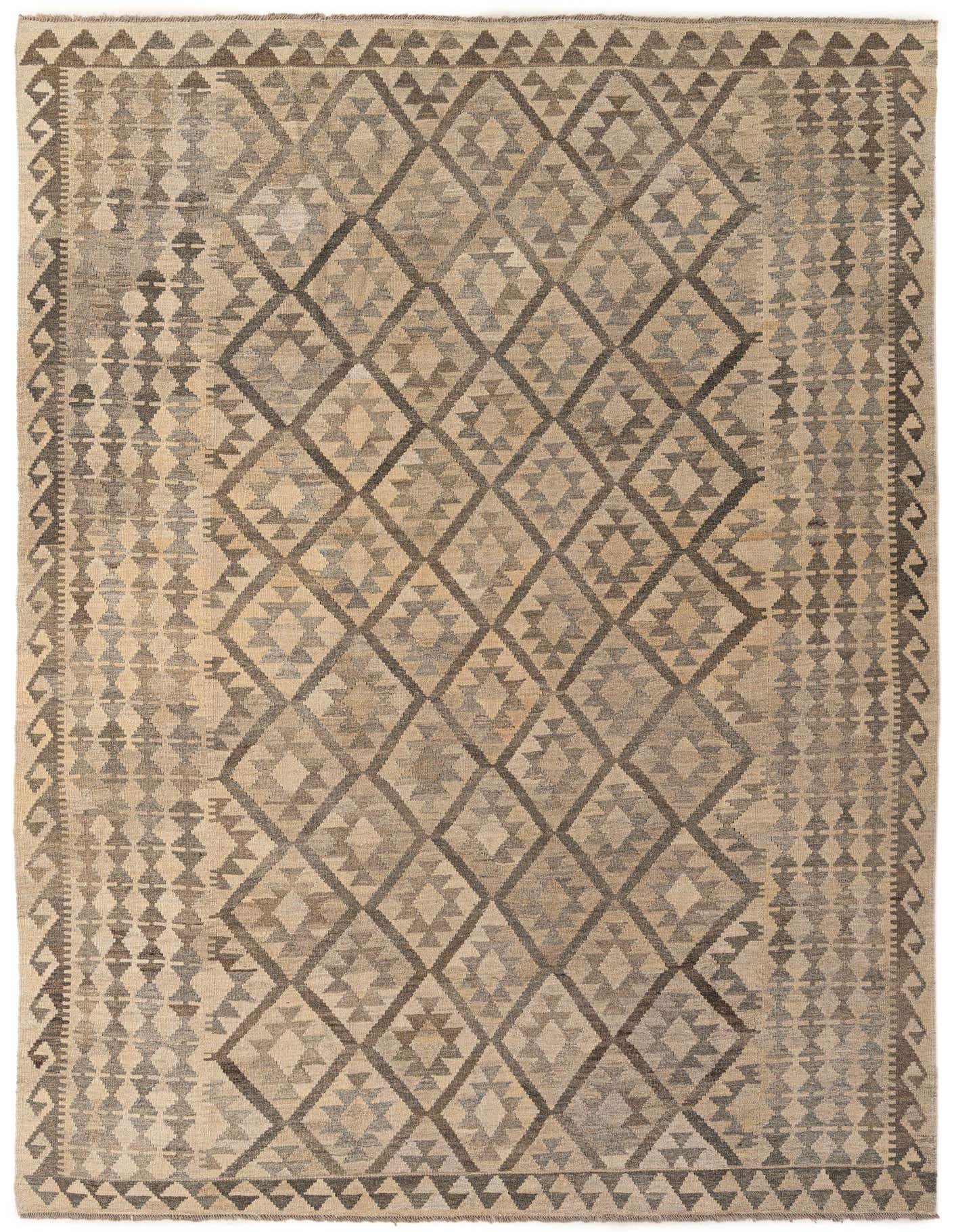 6' 11 x 9' 11 Hand Woven Kilim Maymana Wool Rug