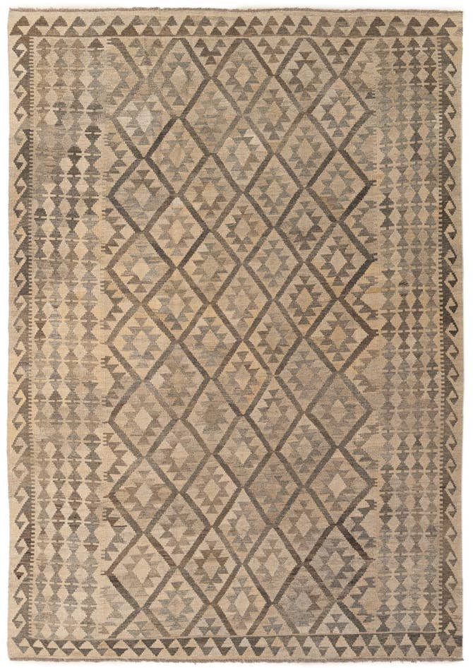Detail image of 6' 11 x 9' 11 Hand Woven Kilim Maymana Wool Rug