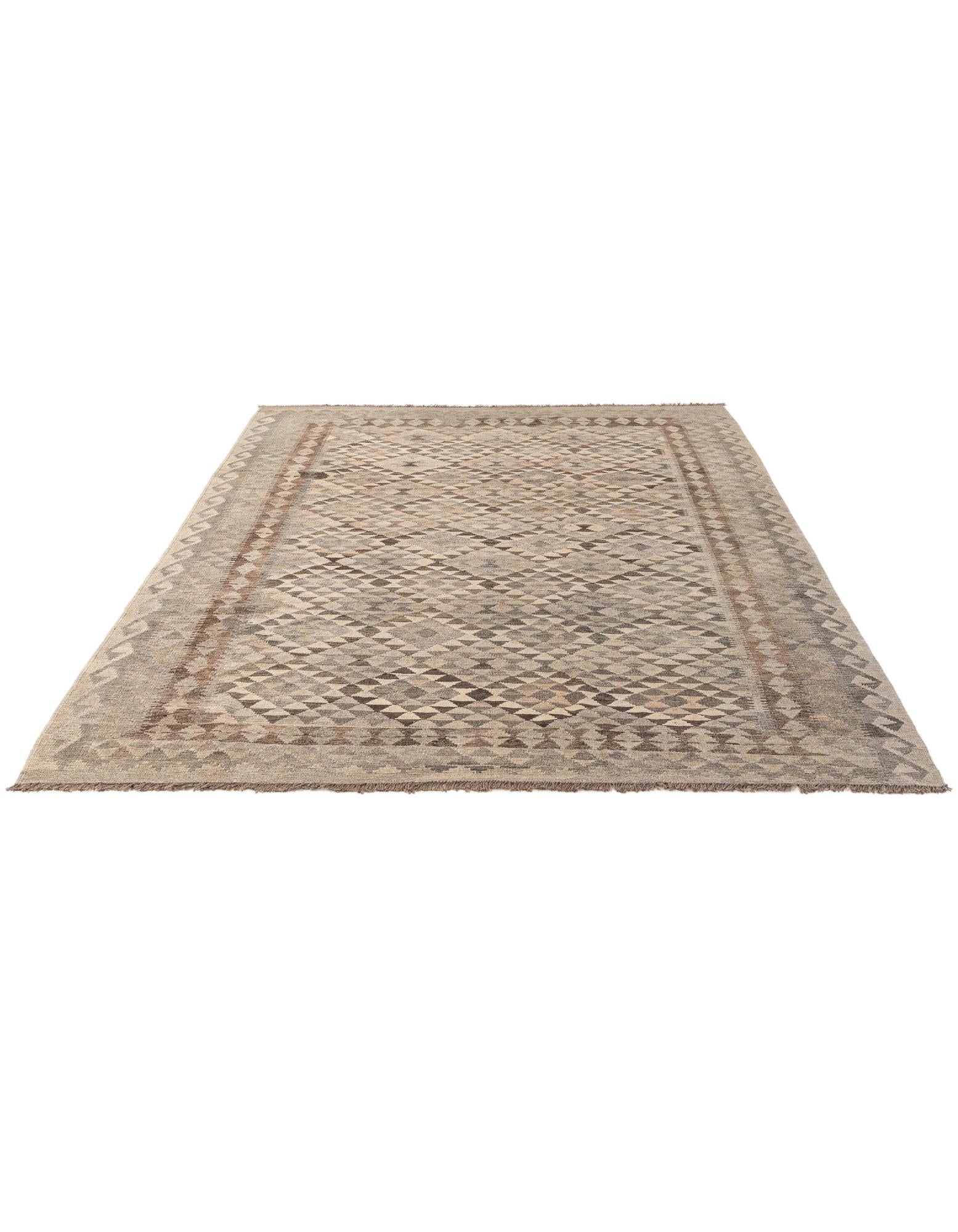 6' 9 x 9' 10 Hand Woven Kilim Maymana Wool Rug