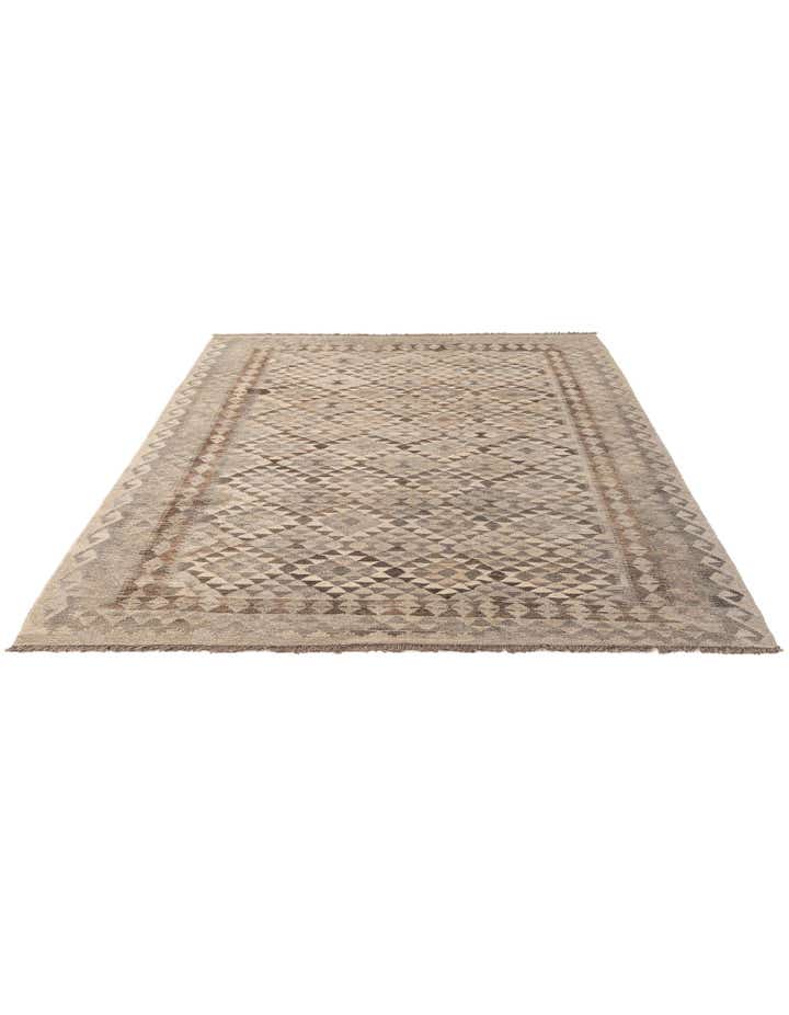6' 9 x 9' 10 Hand Woven Kilim Maymana Wool Rug