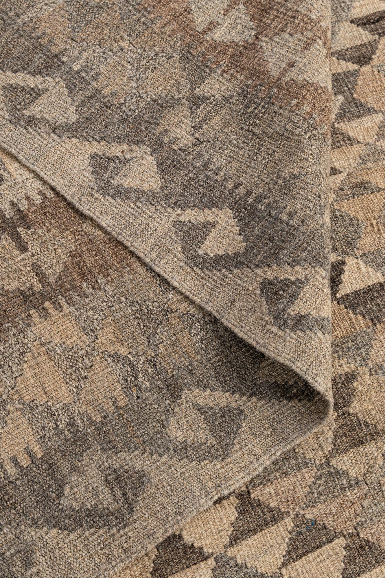 6' 9 x 9' 10 Hand Woven Kilim Maymana Wool Rug