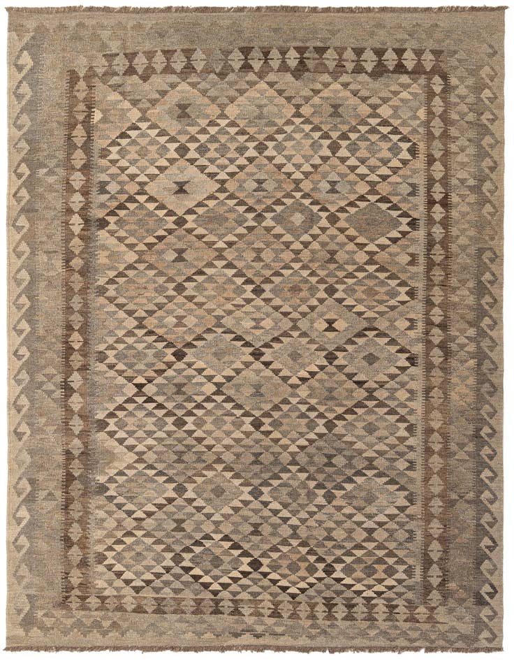 Detail image of 6' 9 x 9' 10 Hand Woven Kilim Maymana Wool Rug