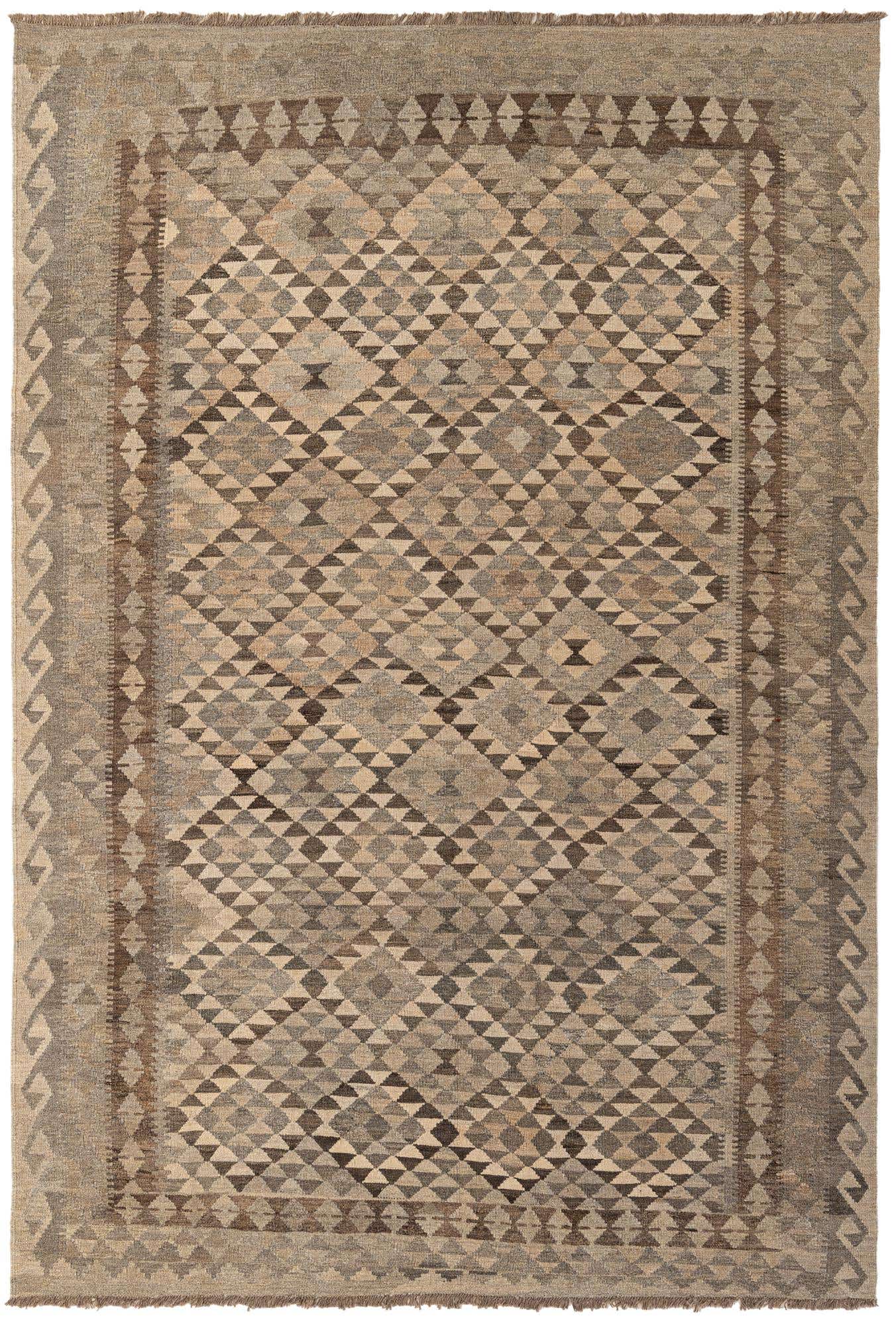 6' 9 x 9' 10 Hand Woven Kilim Maymana Wool Rug