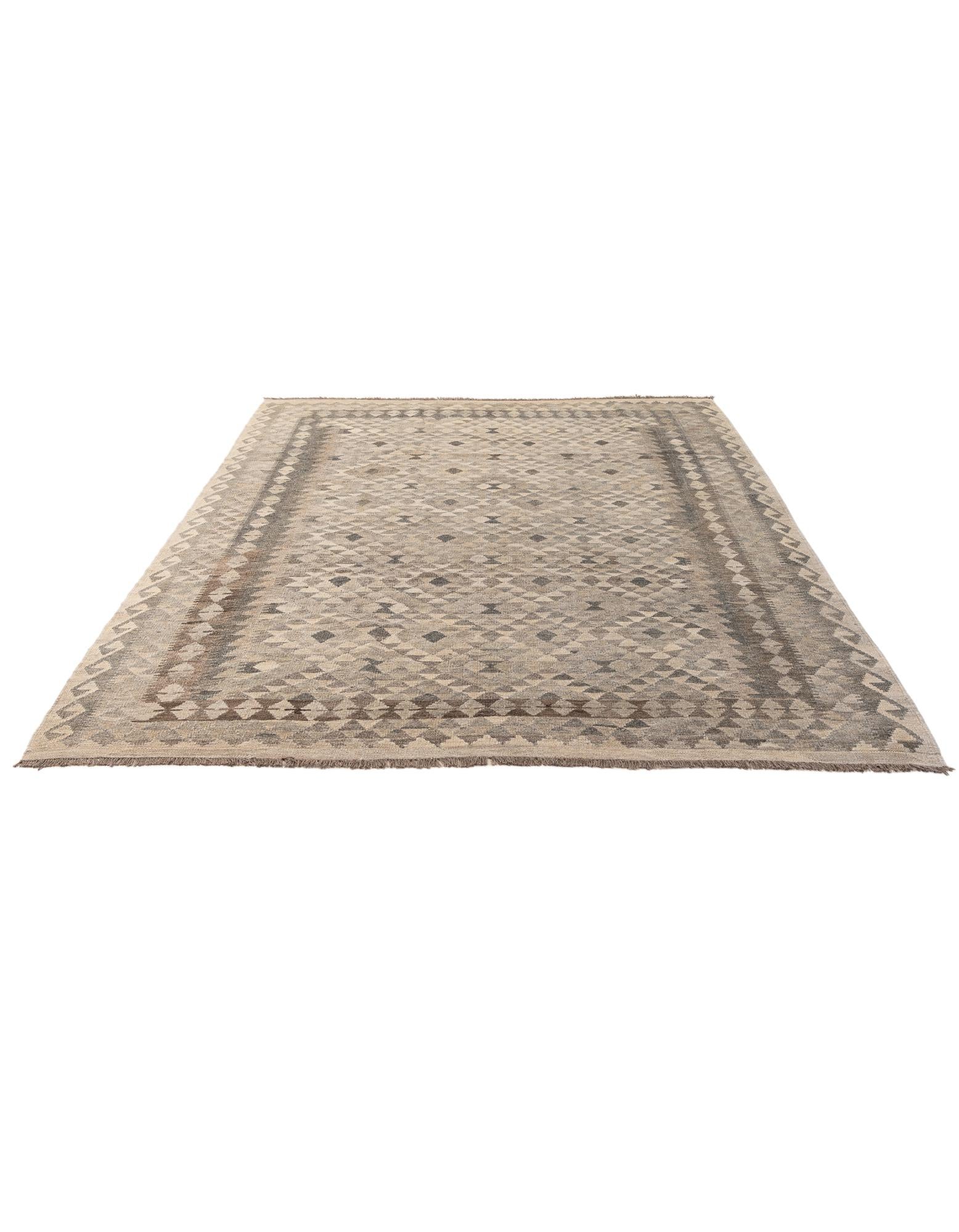 7' x 9' 11 Hand Woven Kilim Maymana Wool Rug