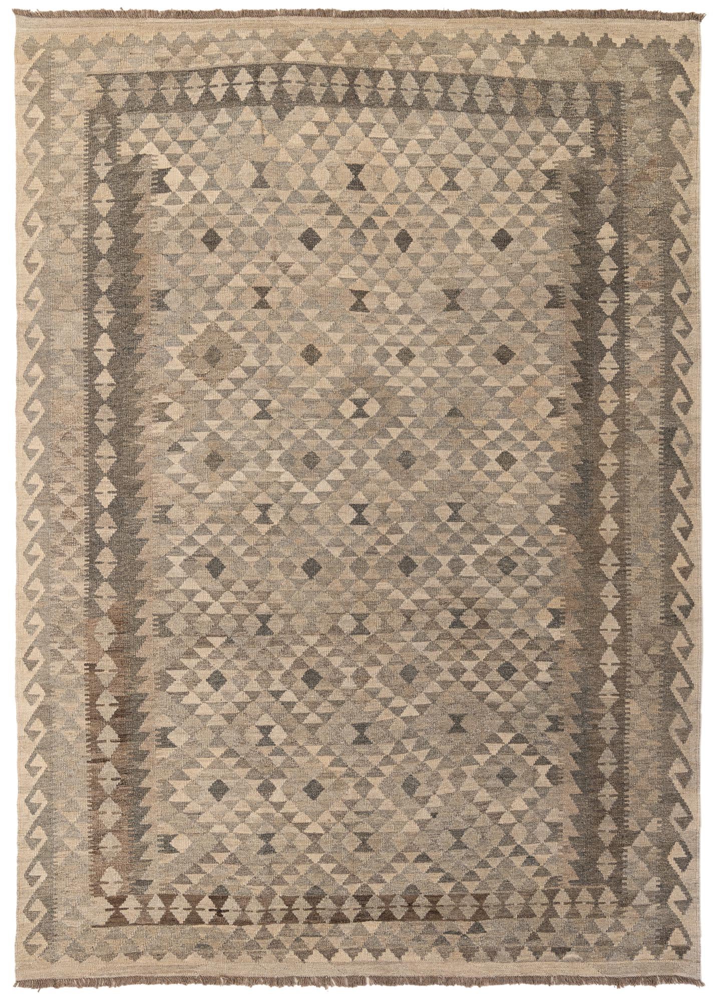 7' x 9' 11 Hand Woven Kilim Maymana Wool Rug