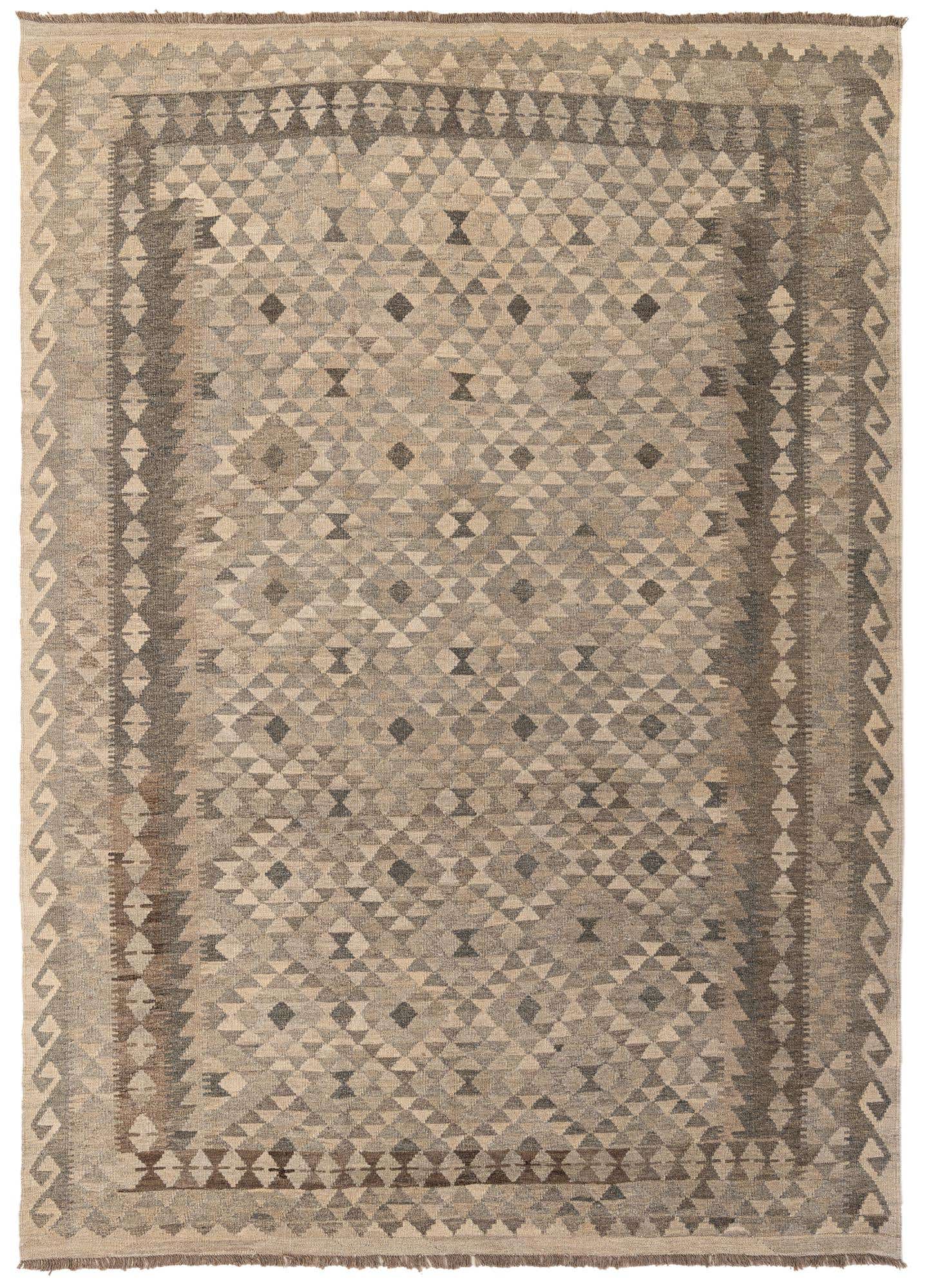 7' x 9' 11 Hand Woven Kilim Maymana Wool Rug