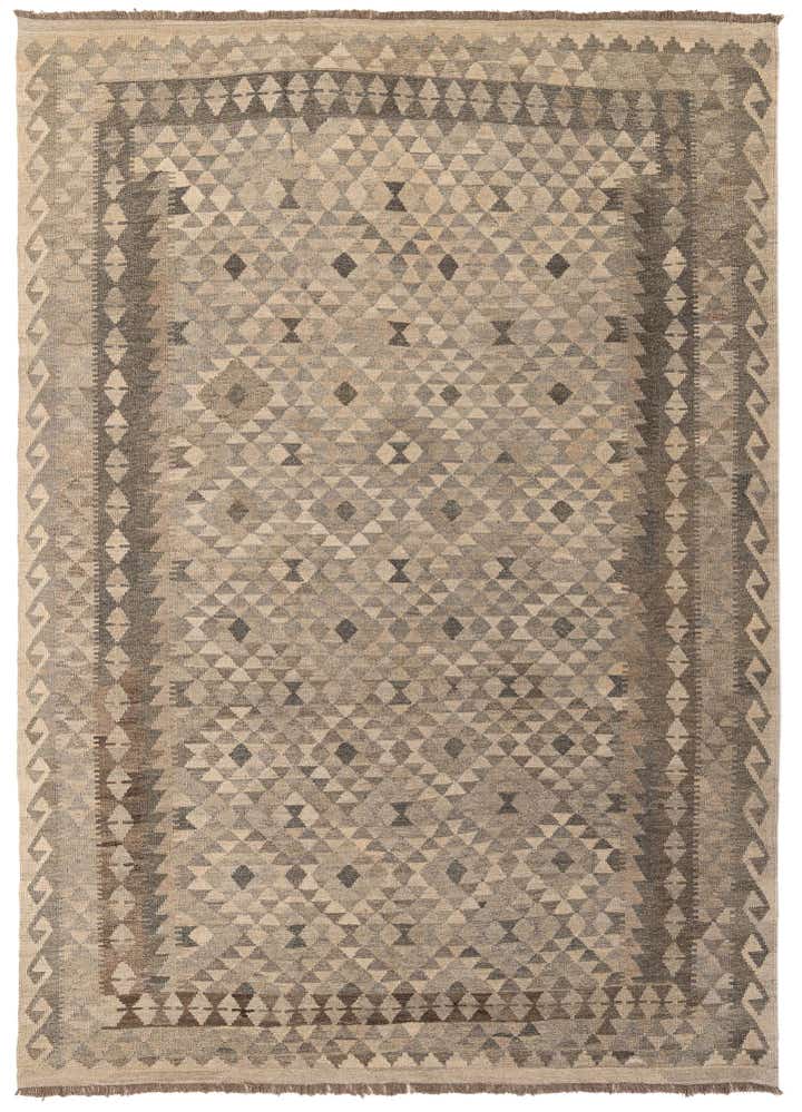 7' x 9' 11 Hand Woven Kilim Maymana Wool Rug