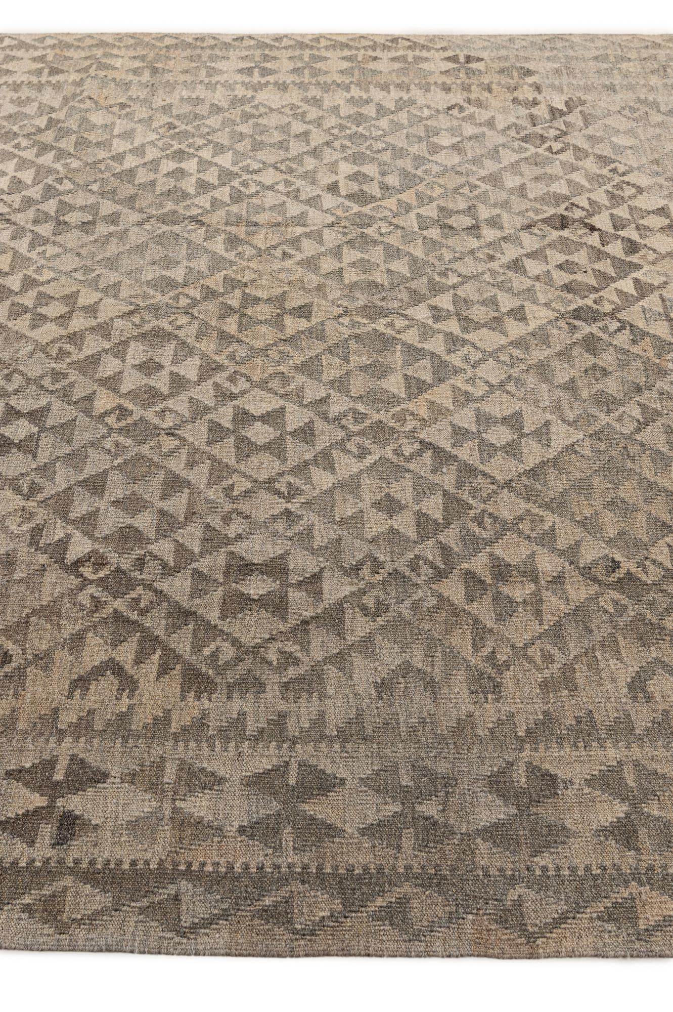 6' 10 x 10' Hand Woven Kilim Maymana Wool Rug