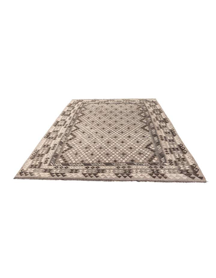 6' 9 x 10' 3 Hand Woven Kilim Maymana Wool Rug