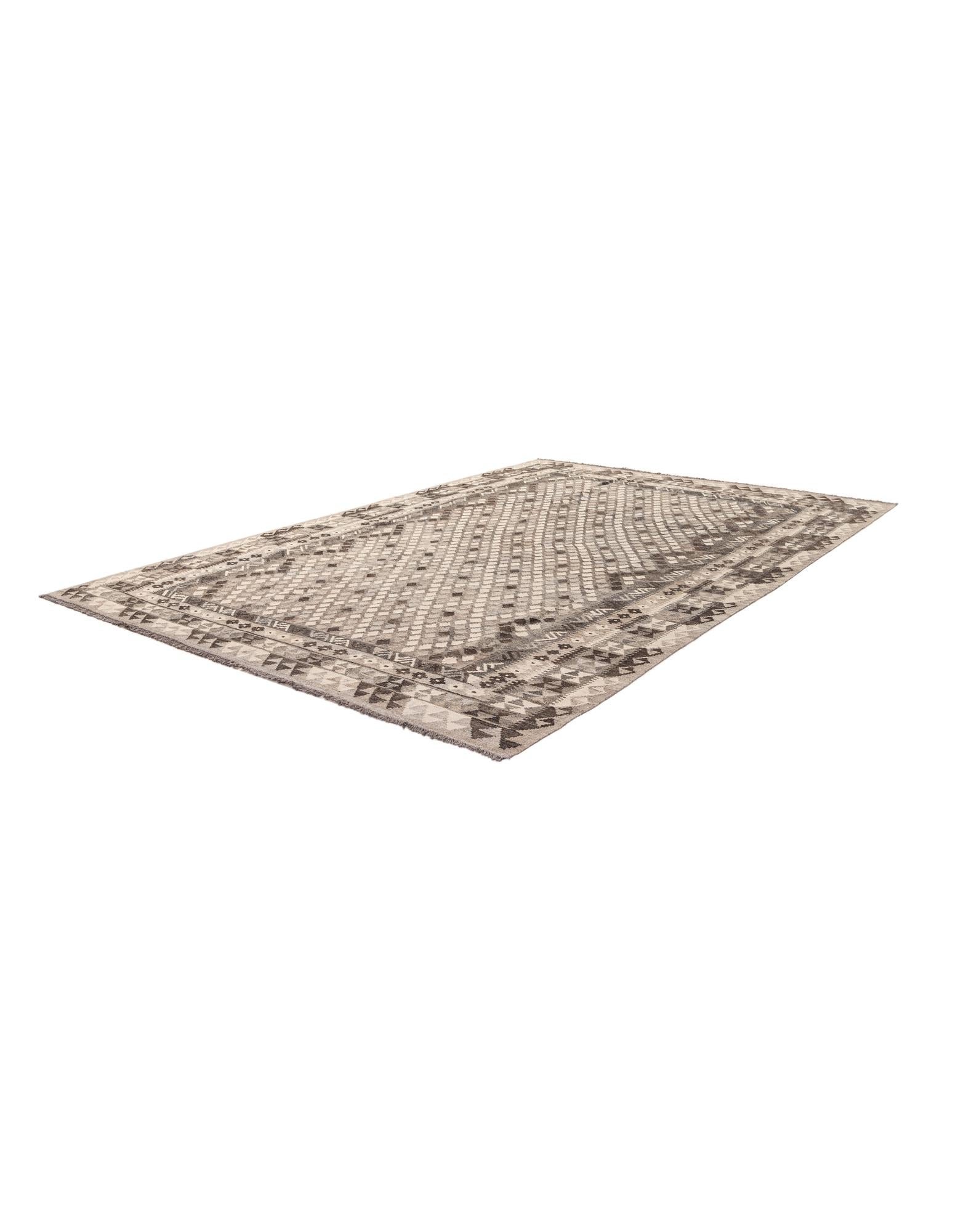 6' 9 x 10' 3 Hand Woven Kilim Maymana Wool Rug