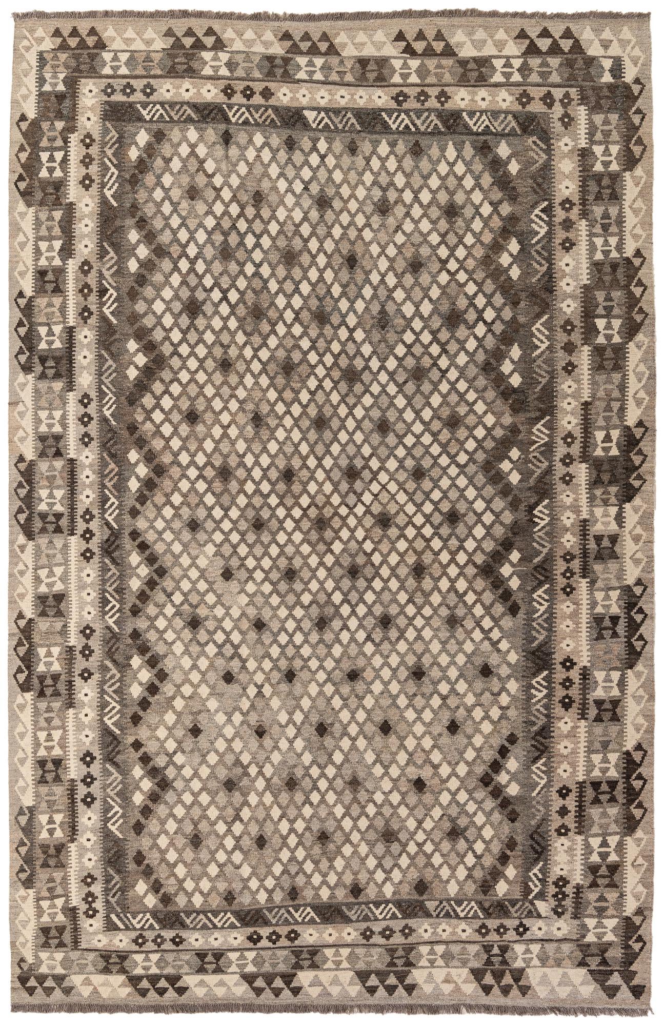 6' 9 x 10' 3 Hand Woven Kilim Maymana Wool Rug