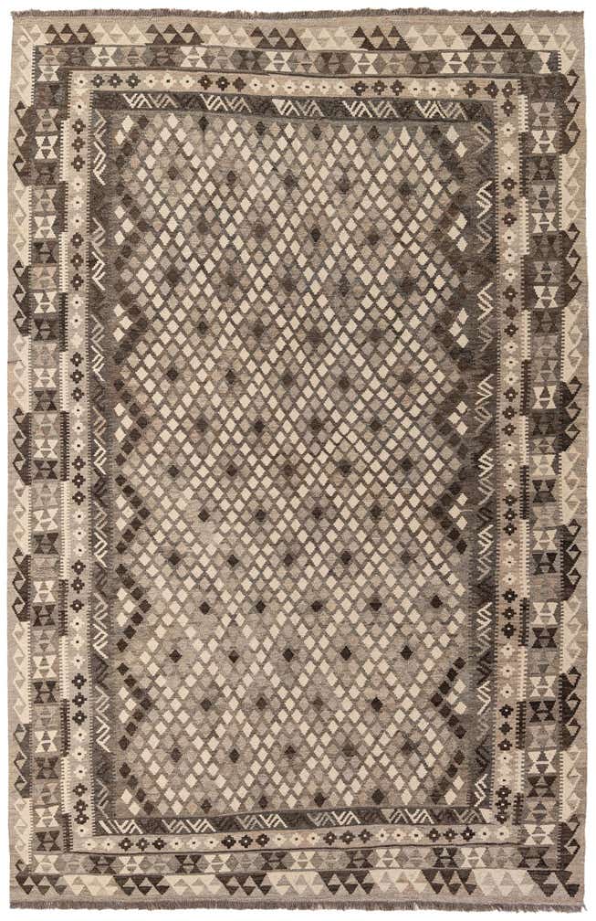 6' 9 x 10' 3 Hand Woven Kilim Maymana Wool Rug