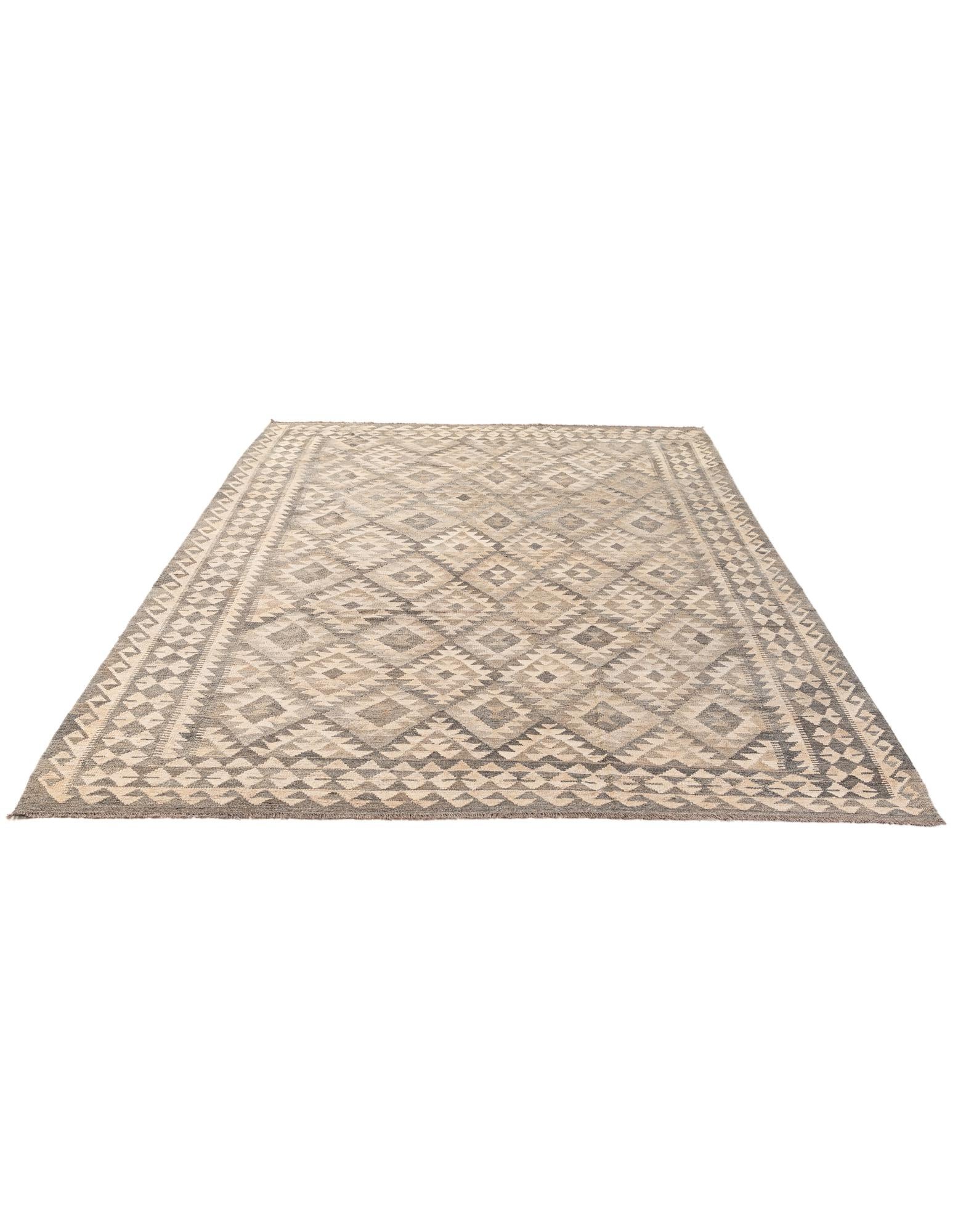 6' 10 x 10' 3 Hand Woven Kilim Maymana Wool Rug