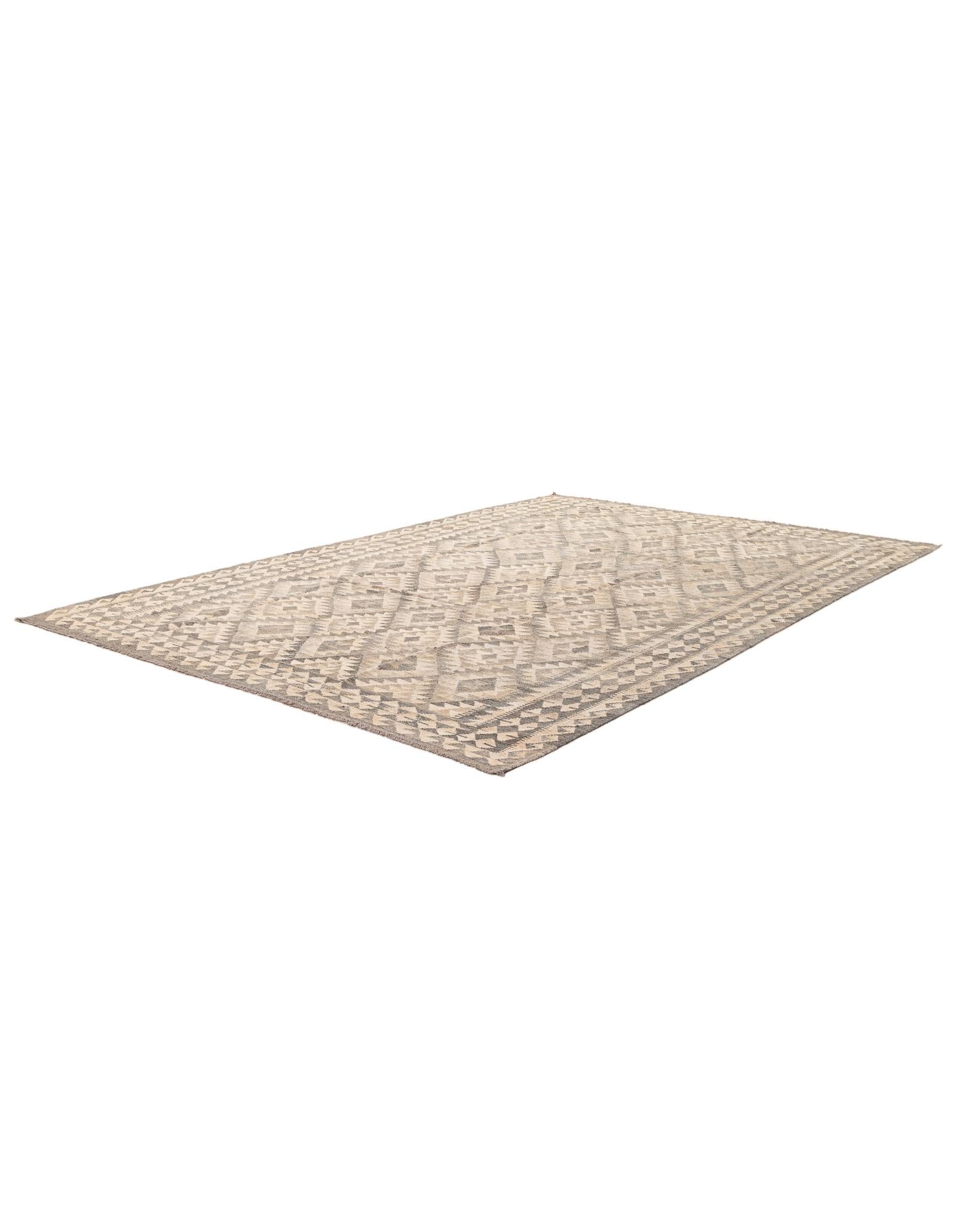 6' 10 x 10' 3 Hand Woven Kilim Maymana Wool Rug