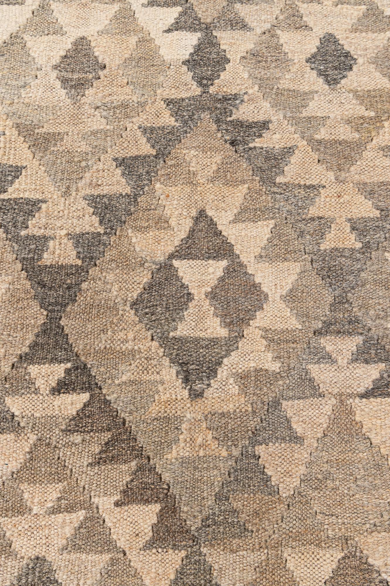 6' 10 x 10' 3 Hand Woven Kilim Maymana Wool Rug