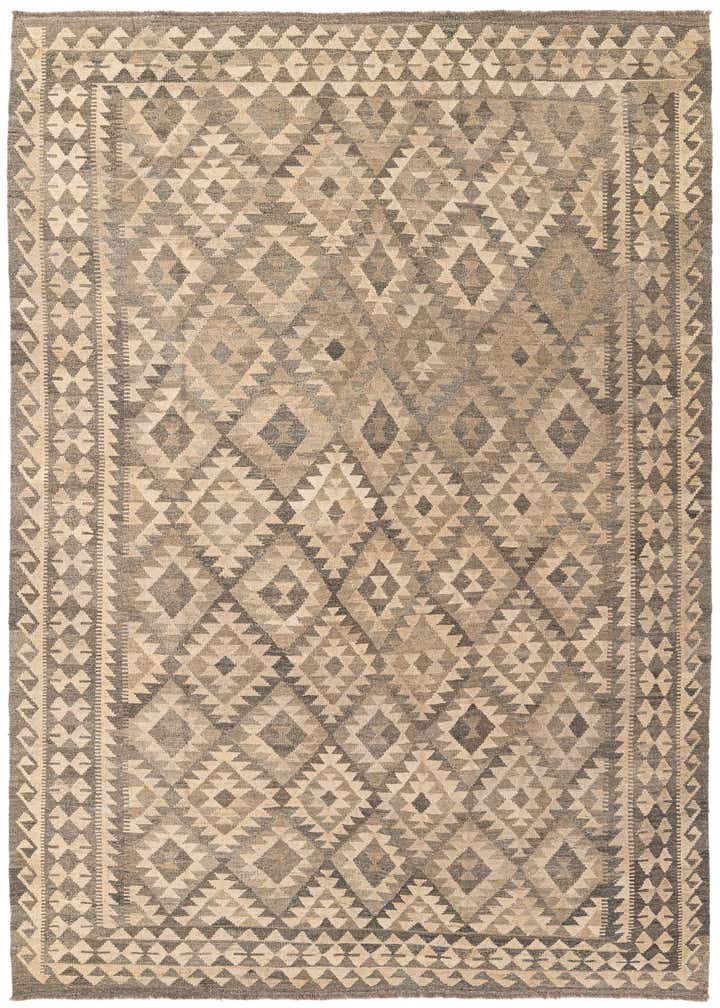 6' 10 x 10' 3 Hand Woven Kilim Maymana Wool Rug