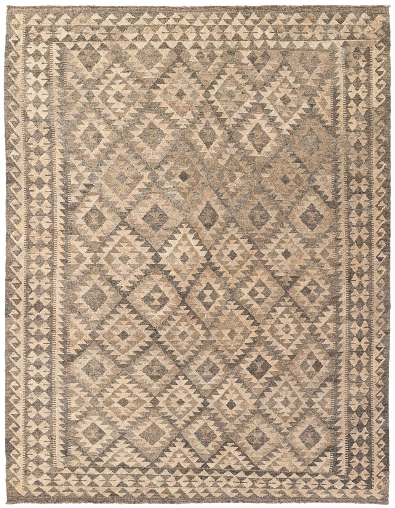 6' 10 x 10' 3 Hand Woven Kilim Maymana Wool Rug