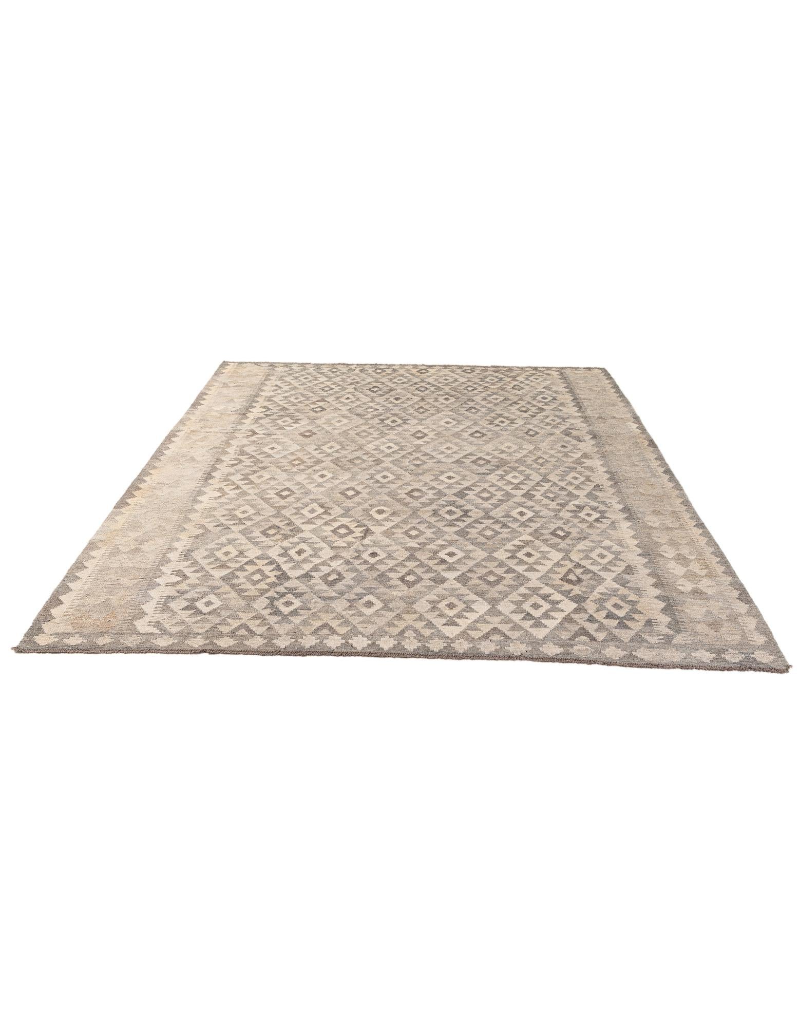 7' 3 x 9' 9 Hand Woven Kilim Maymana Wool Rug