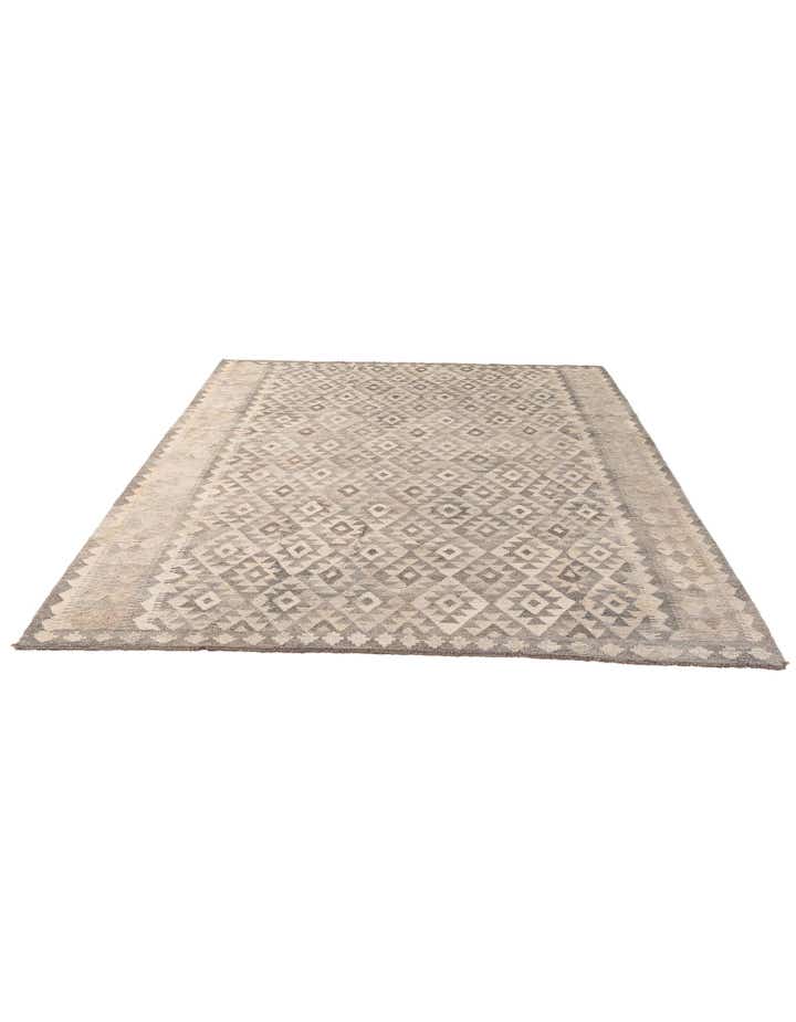 7' 3 x 9' 9 Hand Woven Kilim Maymana Wool Rug